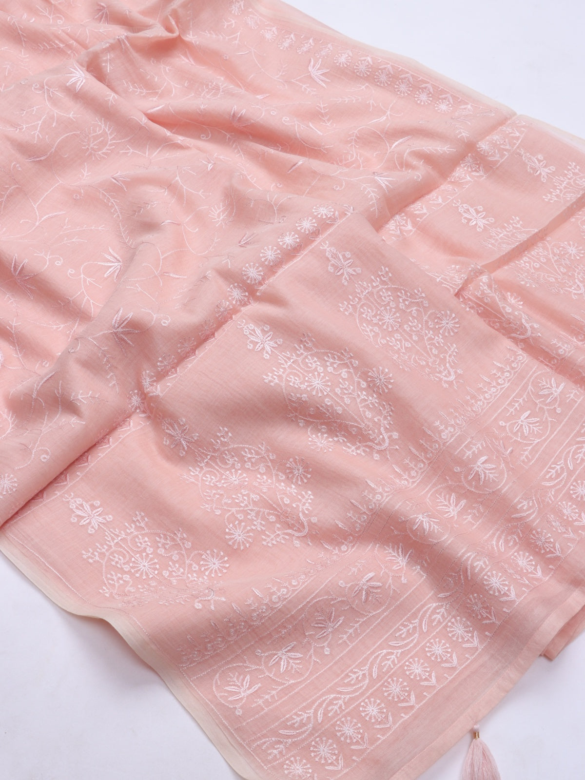 Peach Pure Mul Chanderi Saree (Swara)