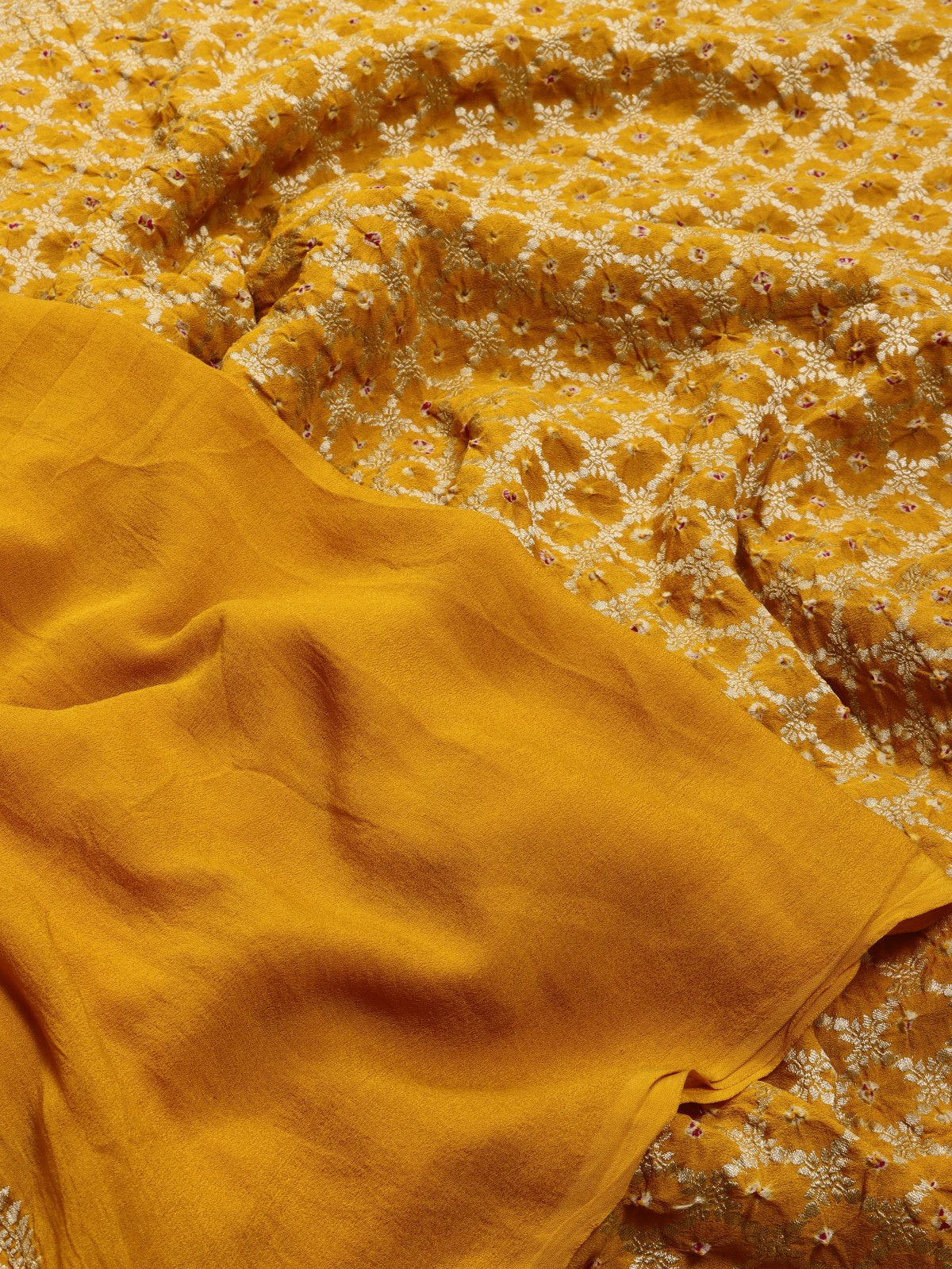 Mustard Pure Bandhani Silk Saree (Swara)