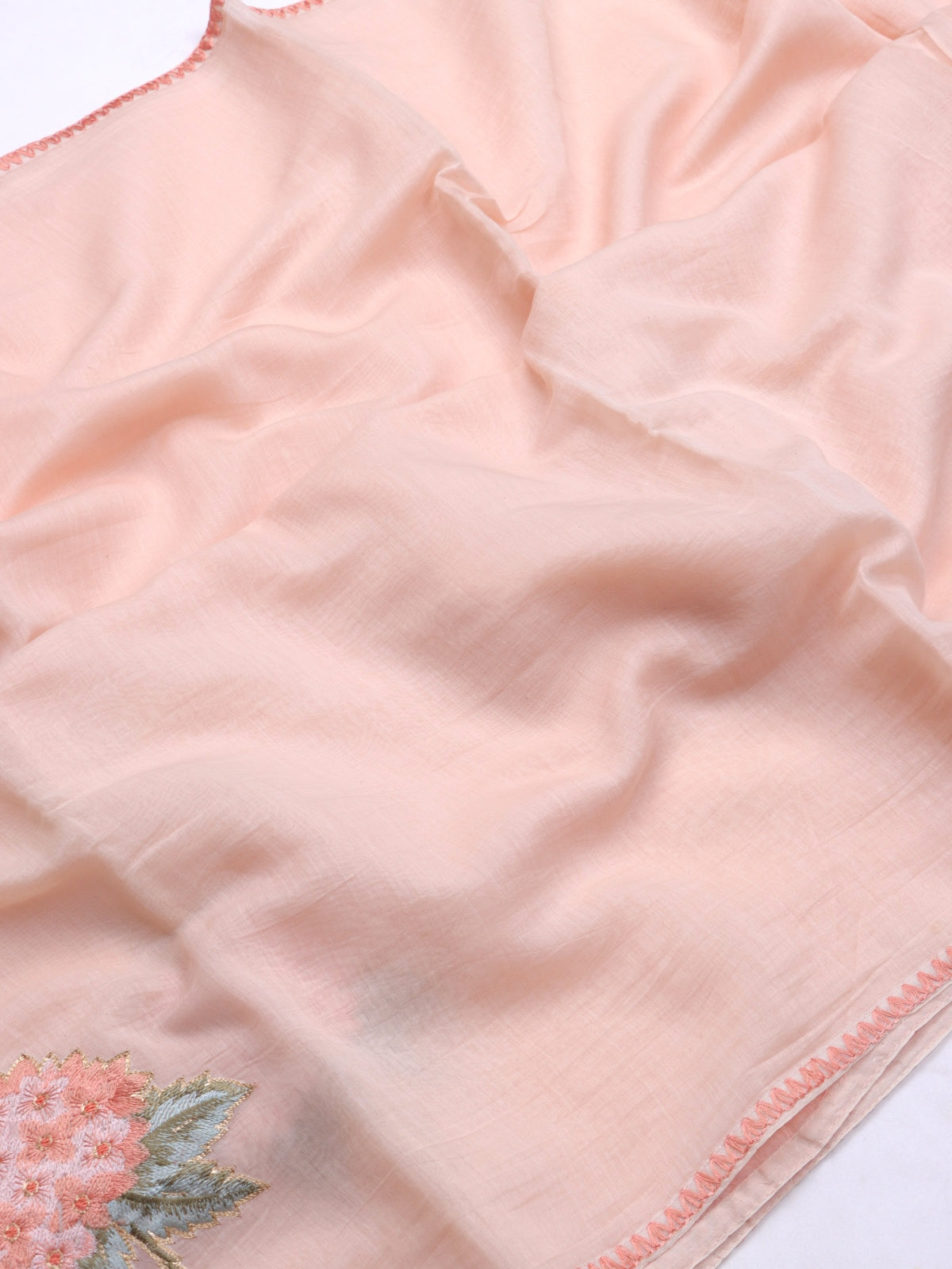 Peach Pure Mul Chanderi Saree (Swara)