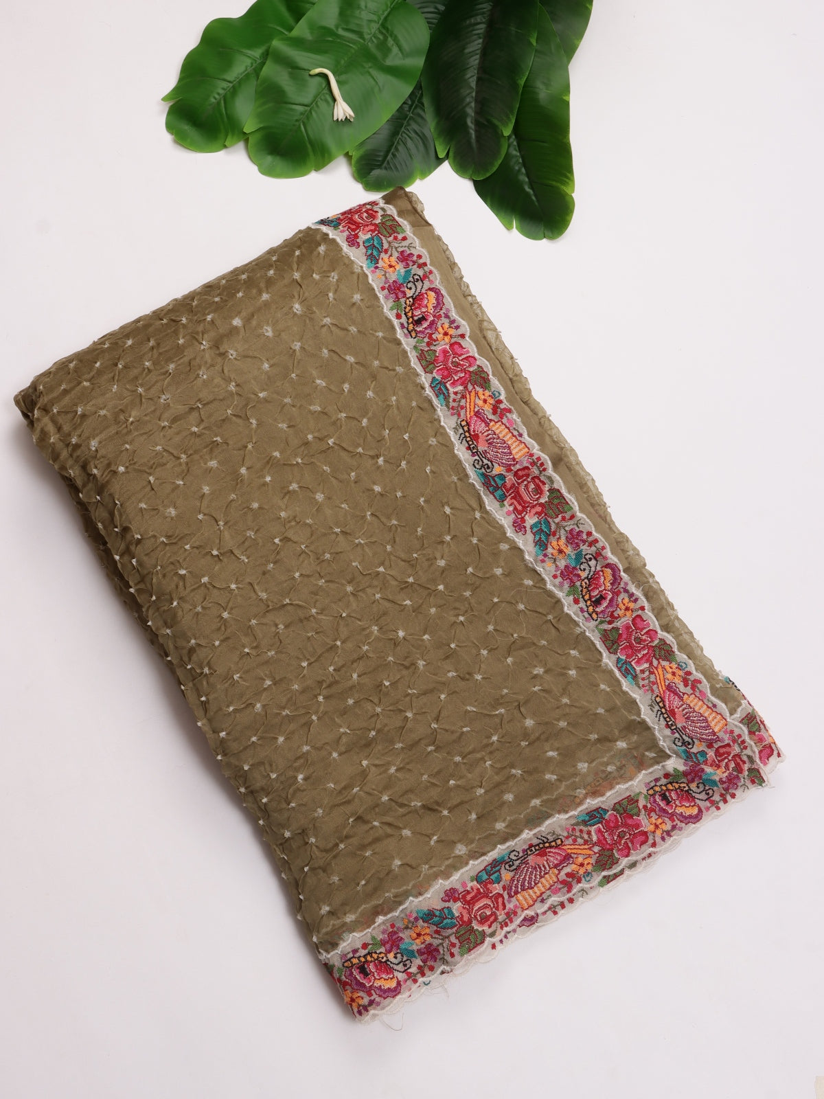 Brown Pure Bandhani Silk Saree (Swara)
