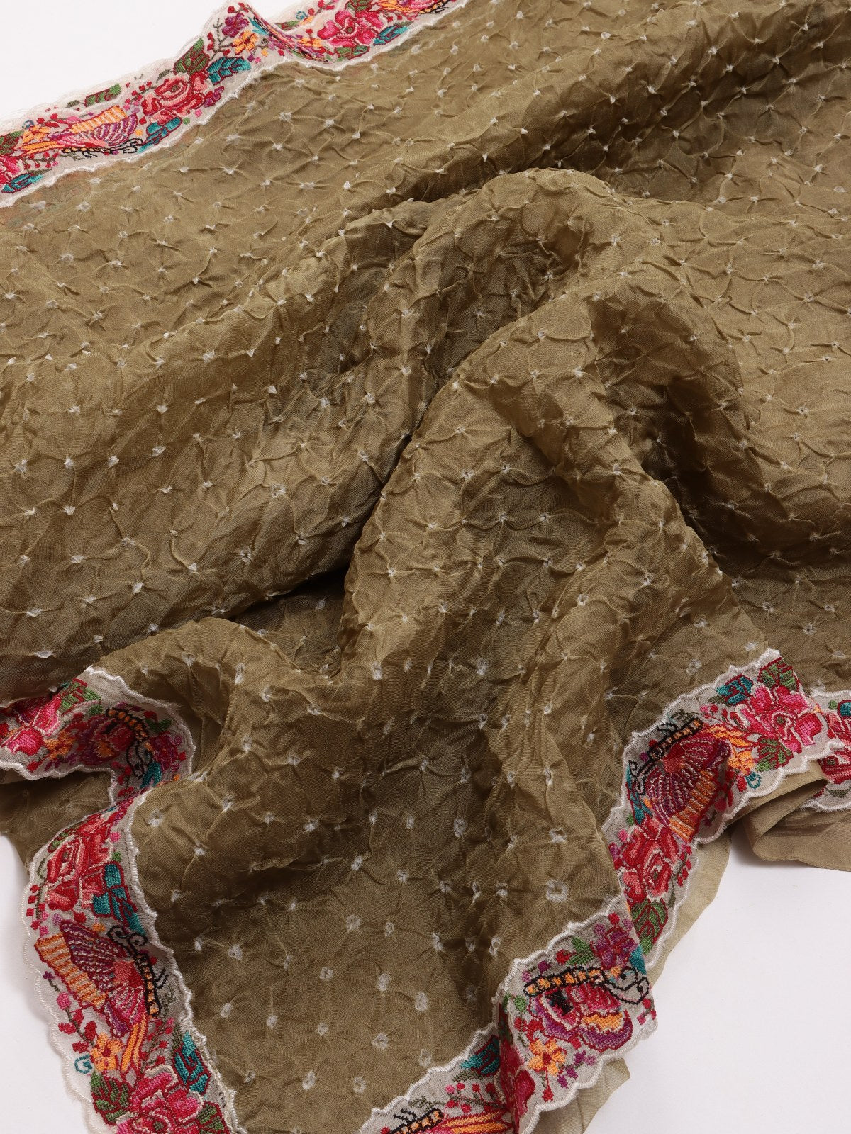 Brown Pure Bandhani Silk Saree (Swara)