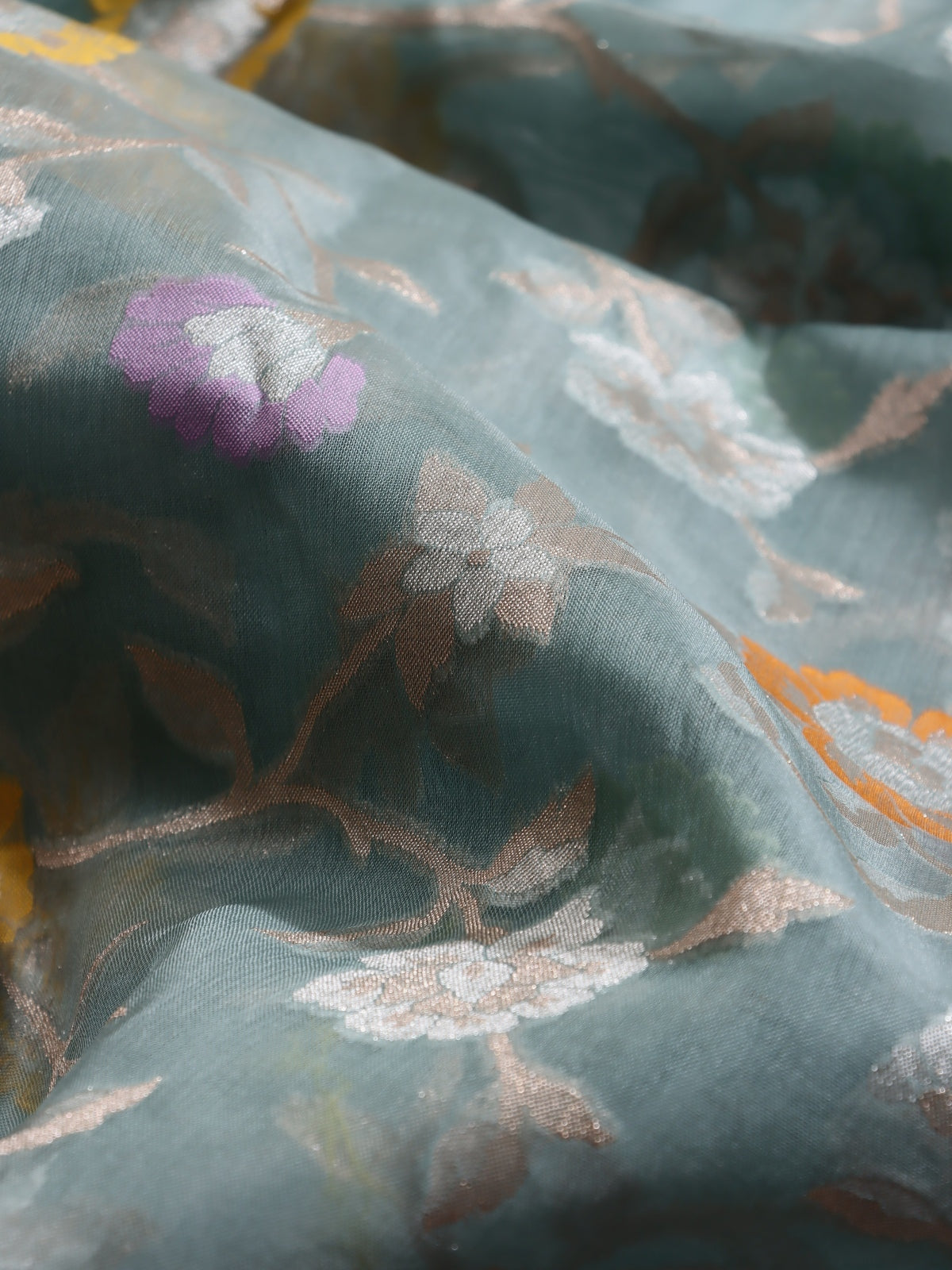 Blue Jamdani Kora Silk Saree (Swara)