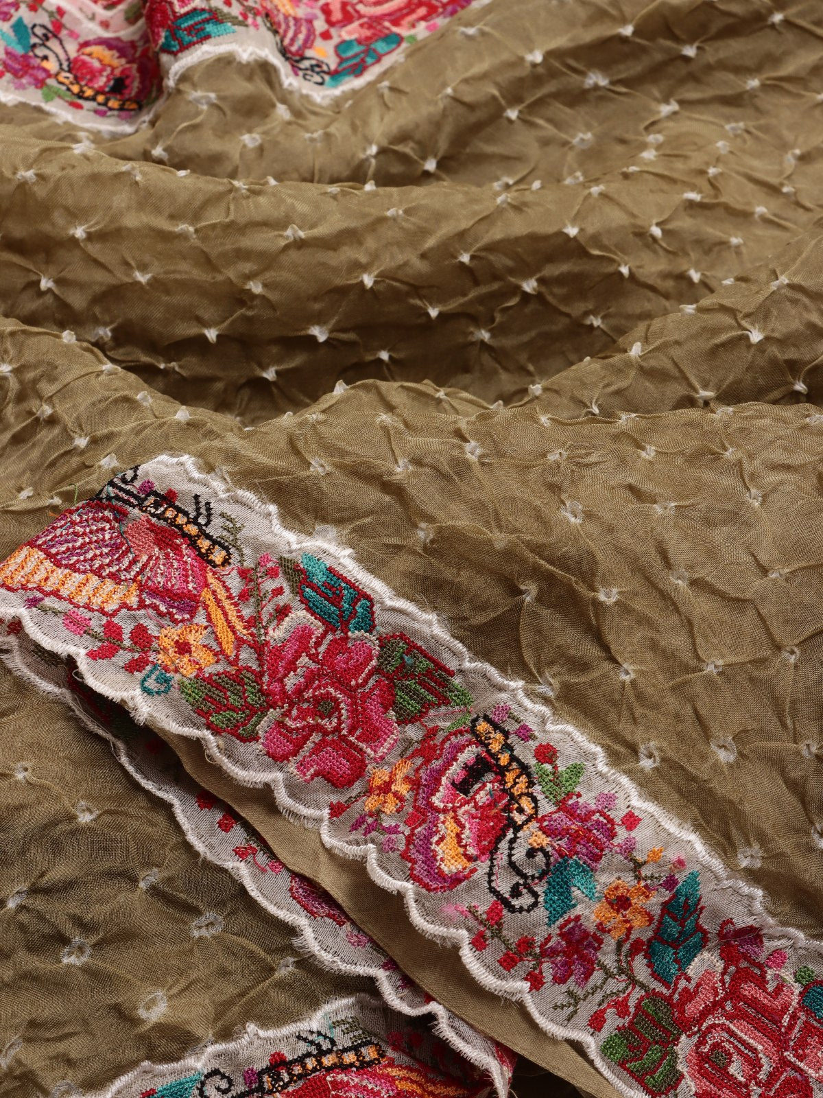 Brown Pure Bandhani Silk Saree (Swara)