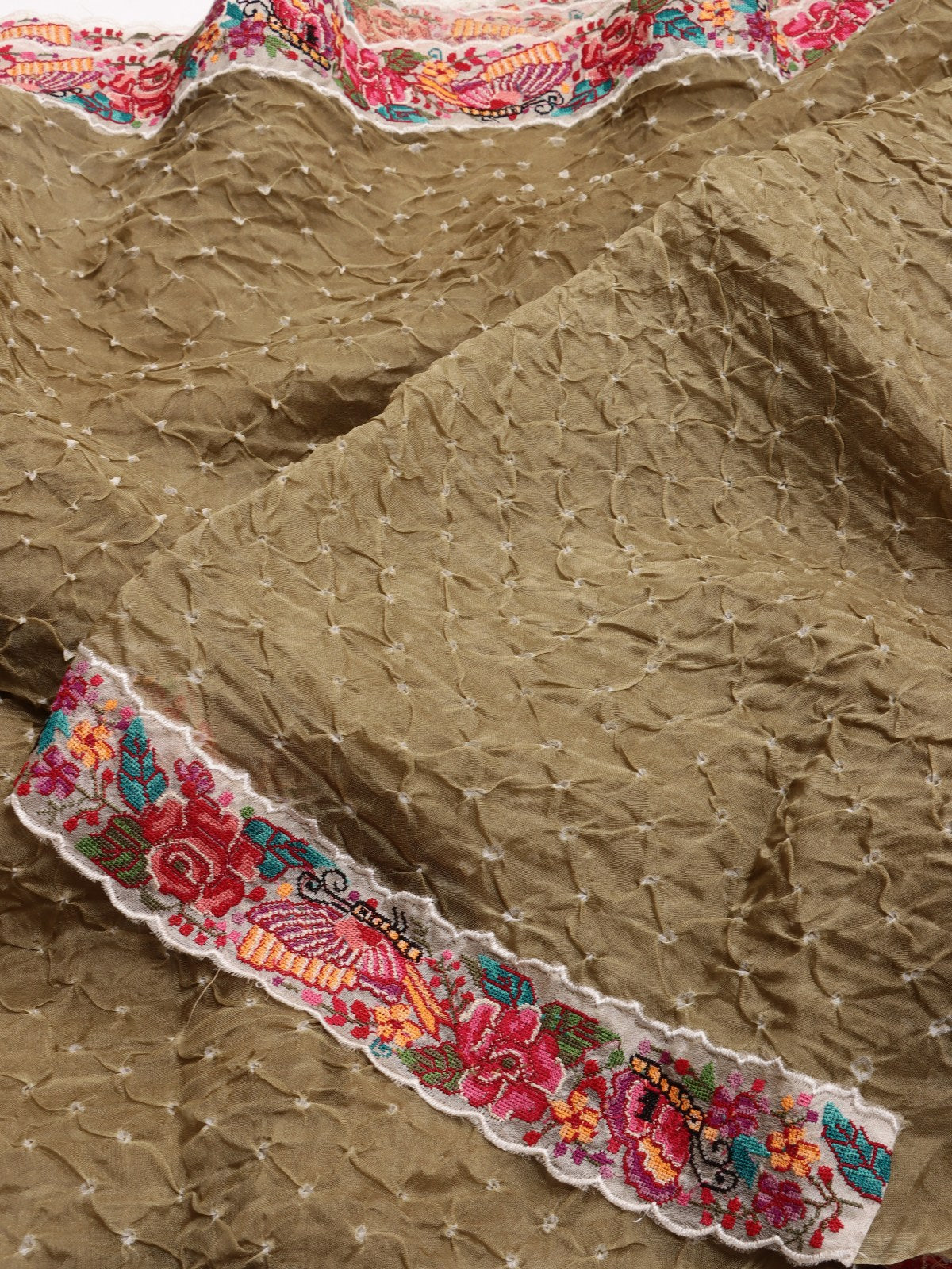 Brown Pure Bandhani Silk Saree (Swara)