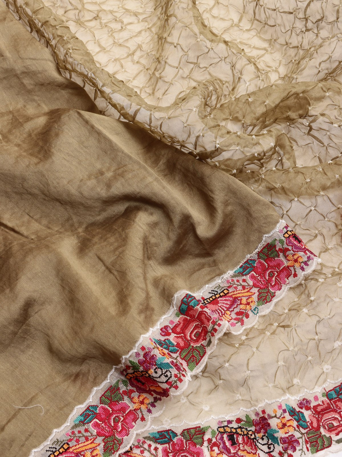 Brown Pure Bandhani Silk Saree (Swara)