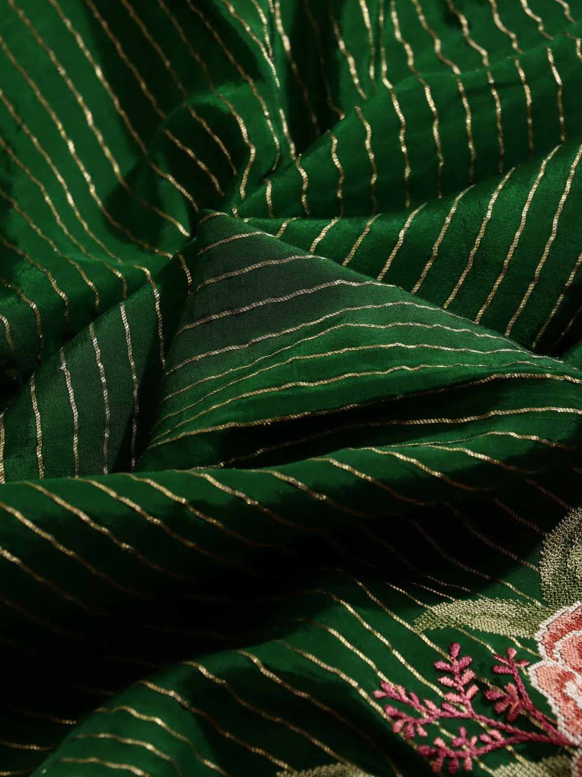 Bottle Green Pure Mysore Crepe Silk Saree (Swara)