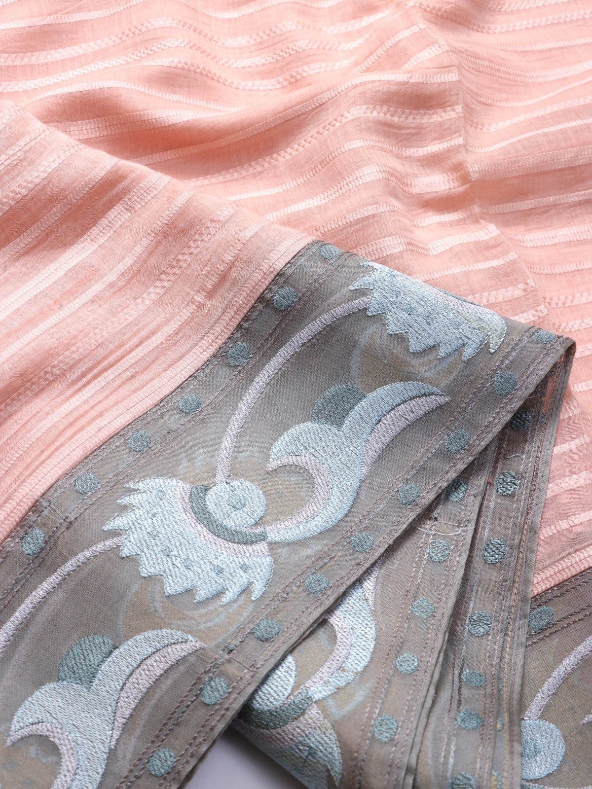 Peach Pure Mul Chanderi Saree (Swara)