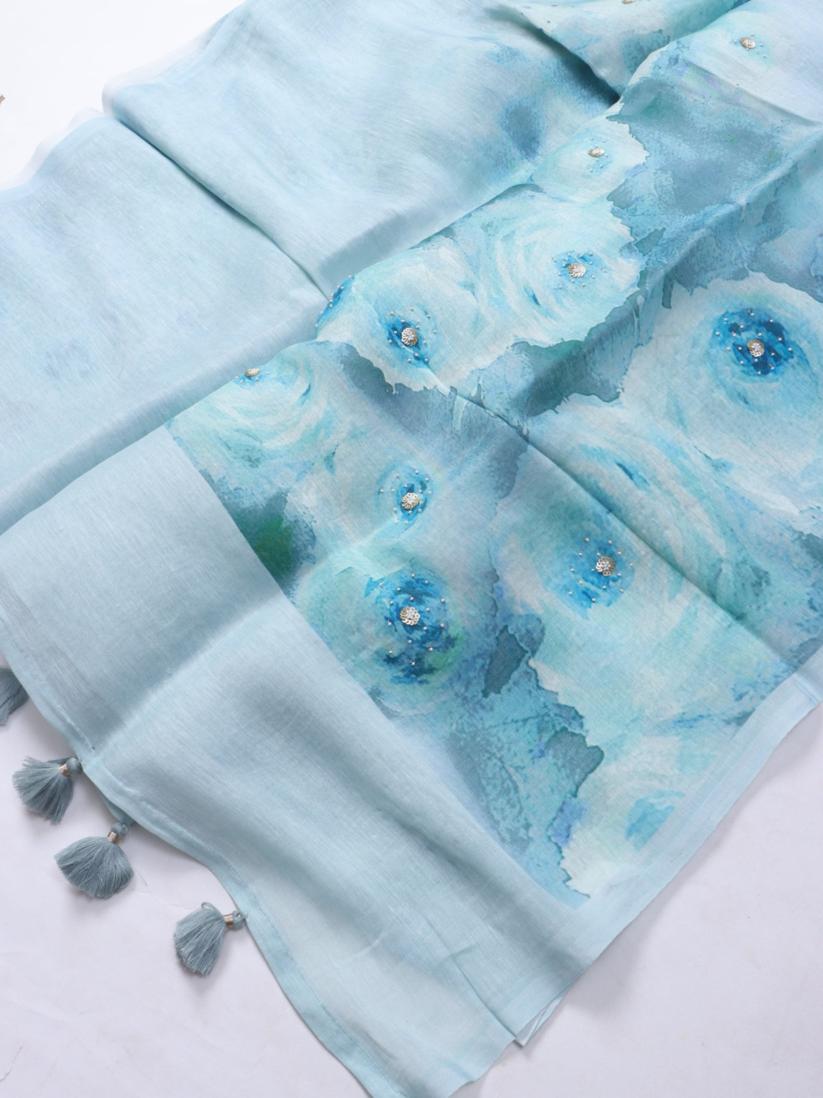 Blue Pure Mul Chanderi Saree (Swara)