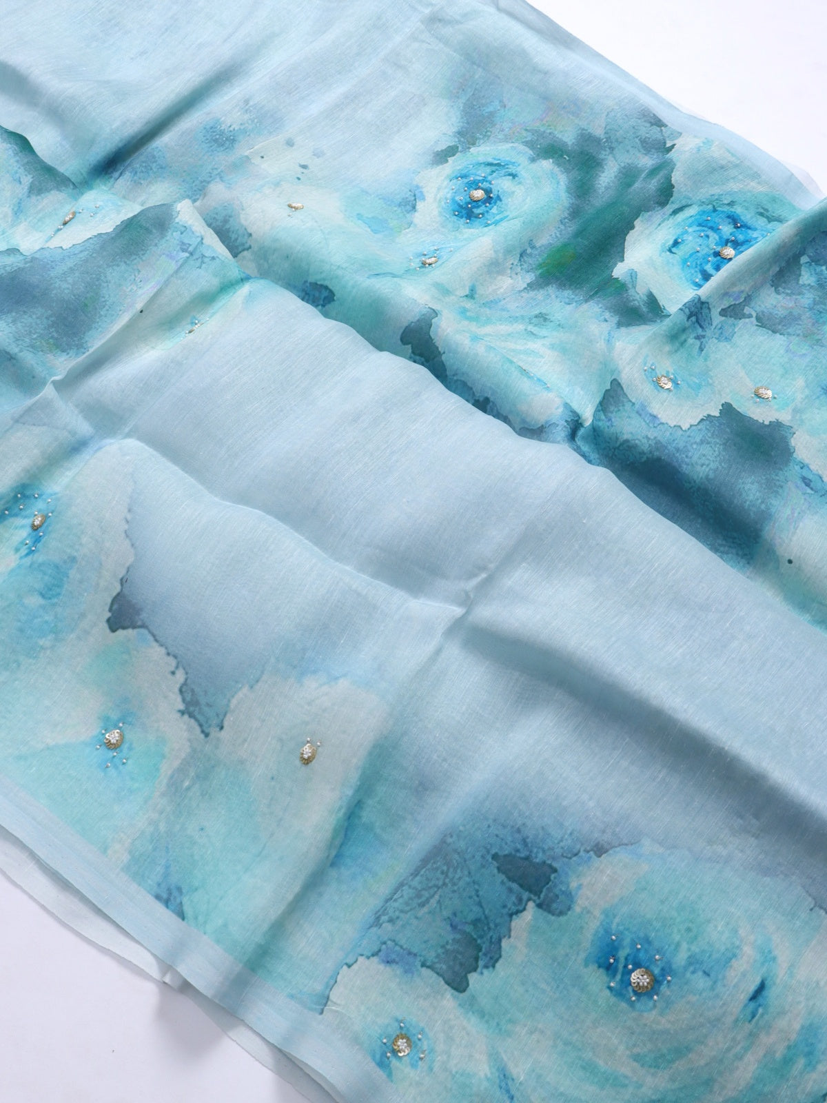 Blue Pure Mul Chanderi Saree (Swara)