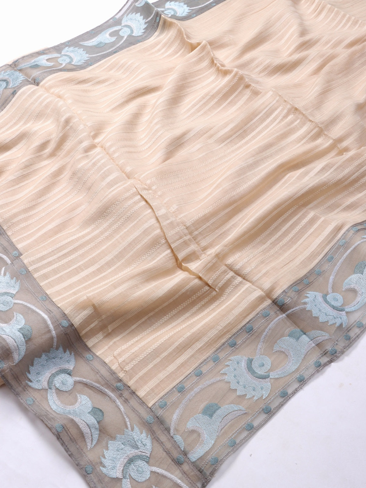 Beige Pure Mul Chanderi Saree (Swara)