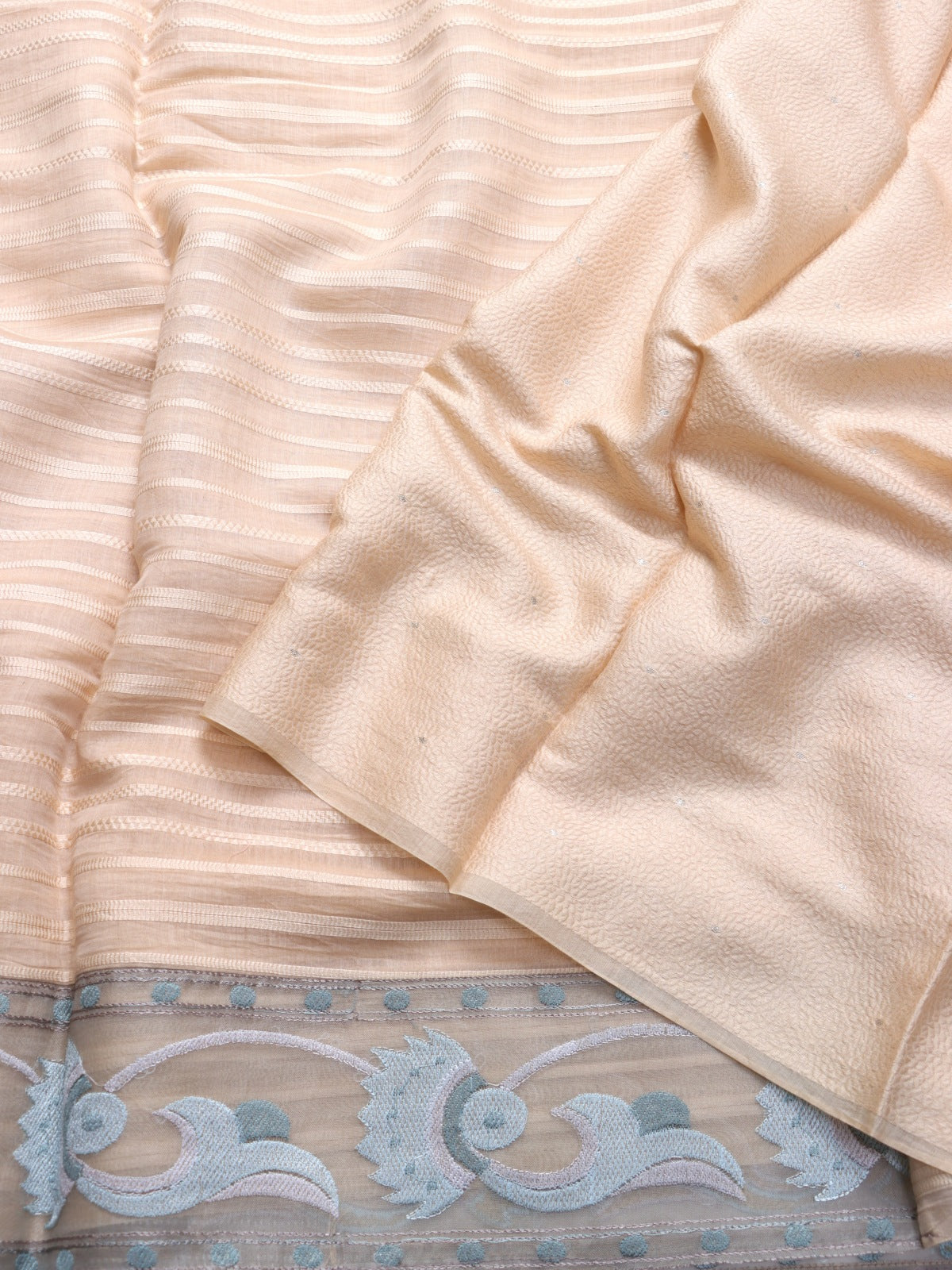 Beige Pure Mul Chanderi Saree (Swara)