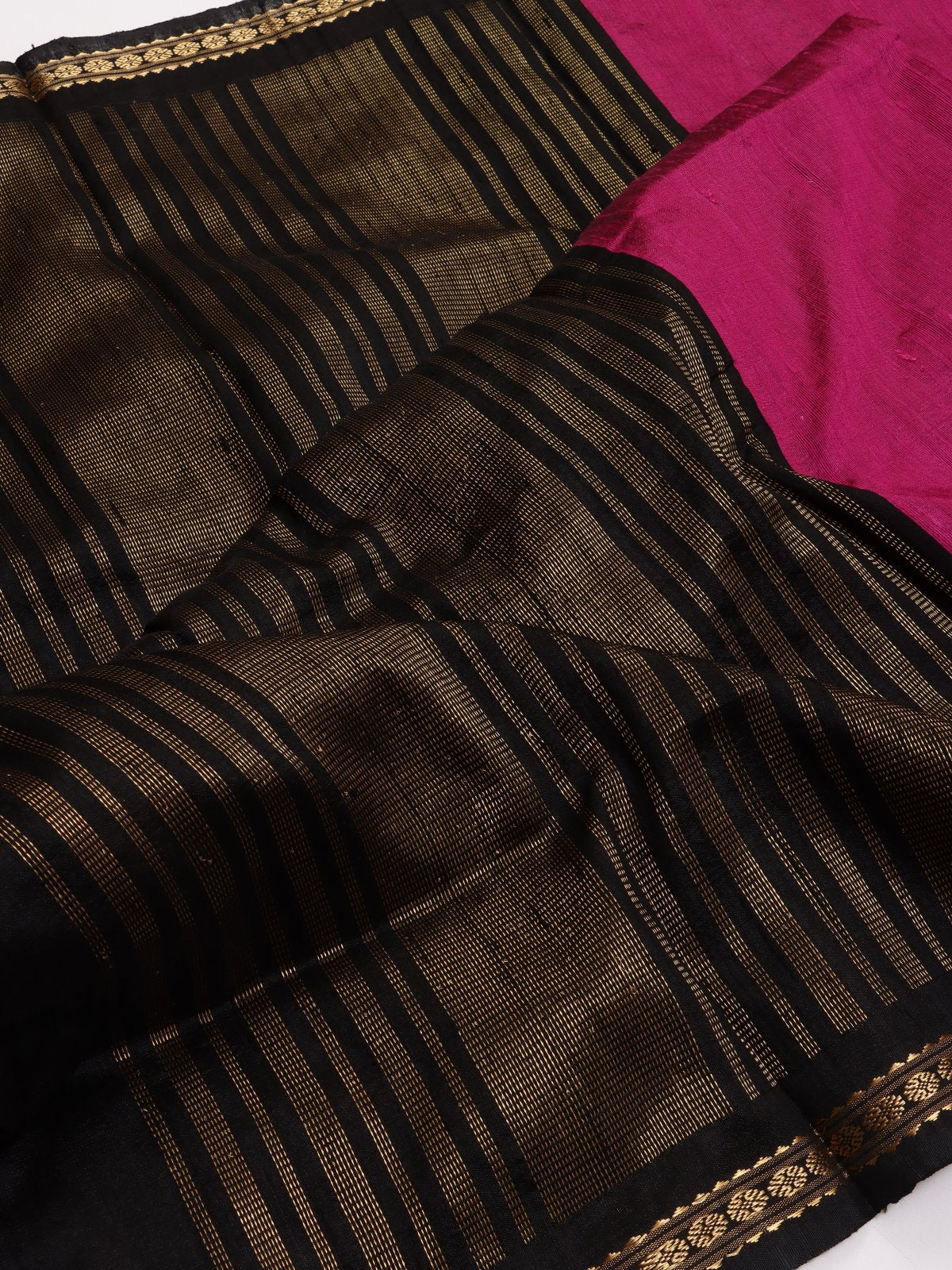 Magenta Ganga Jamuna Border Pure Matka Silk Saree (Swara)