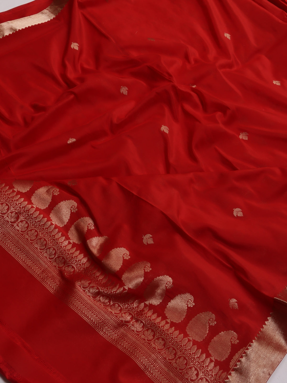 Red Pure Kathan Banarasi Silk Dress Material (Swara)