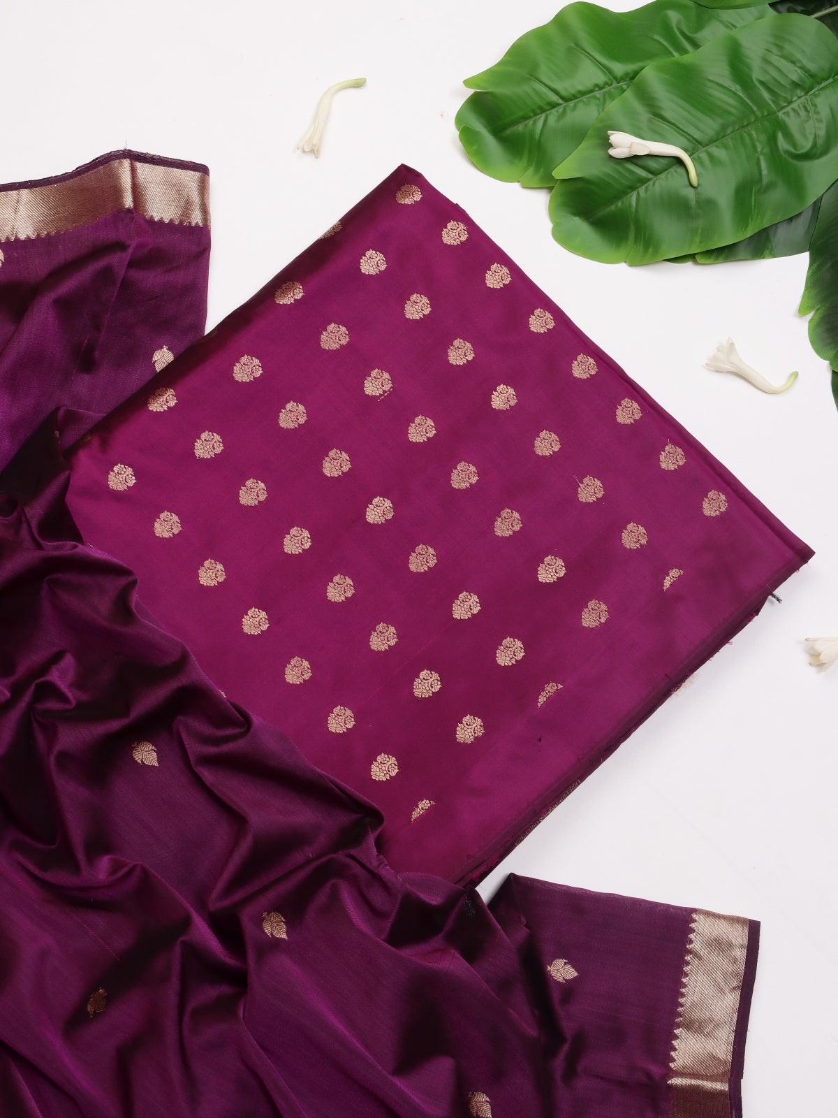 Magenta Pure Kathan Banarasi Silk Dress Material (Swara)