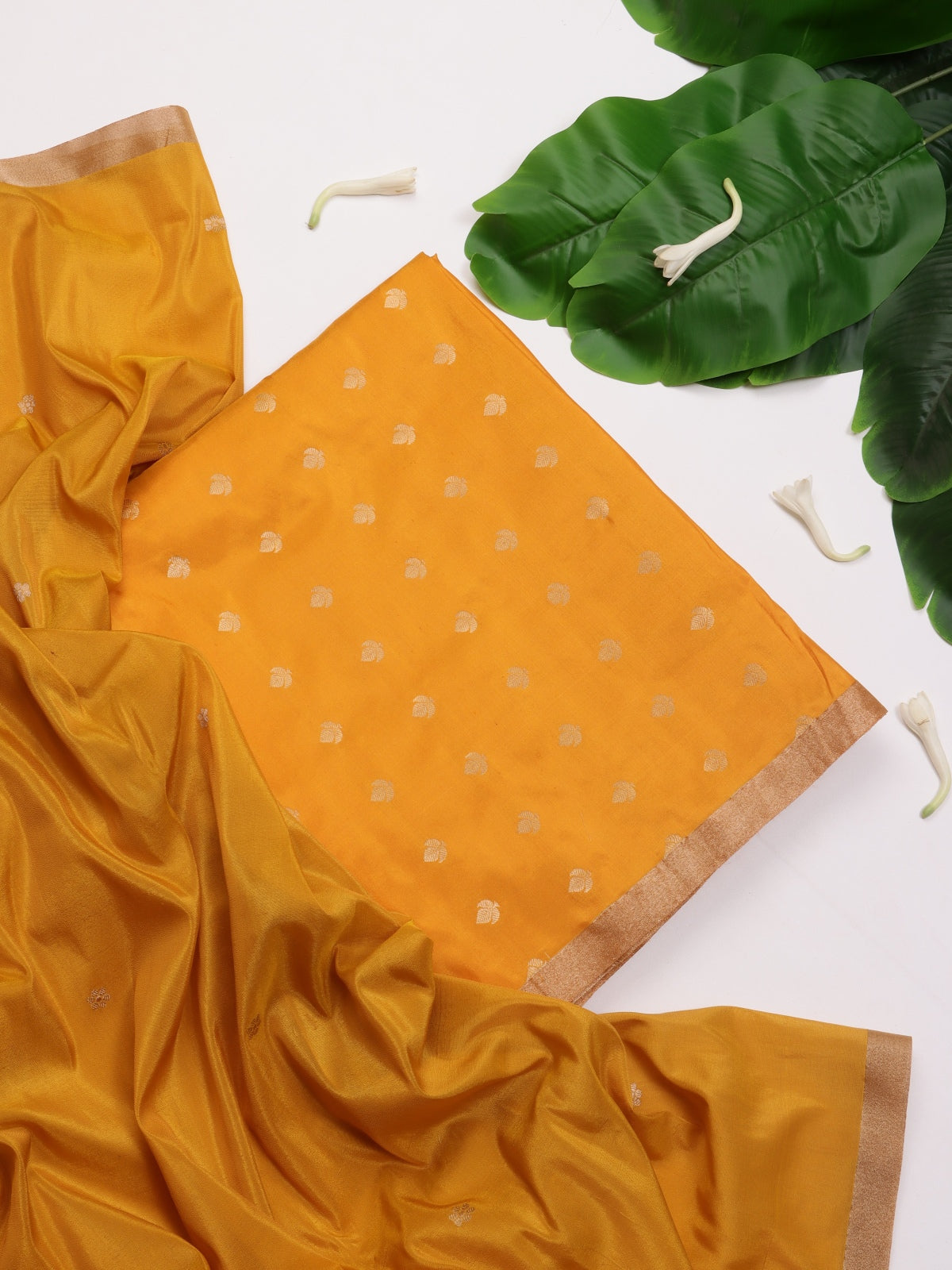 Yellow Pure Kathan Banarasi Silk Dress Material (Swara)
