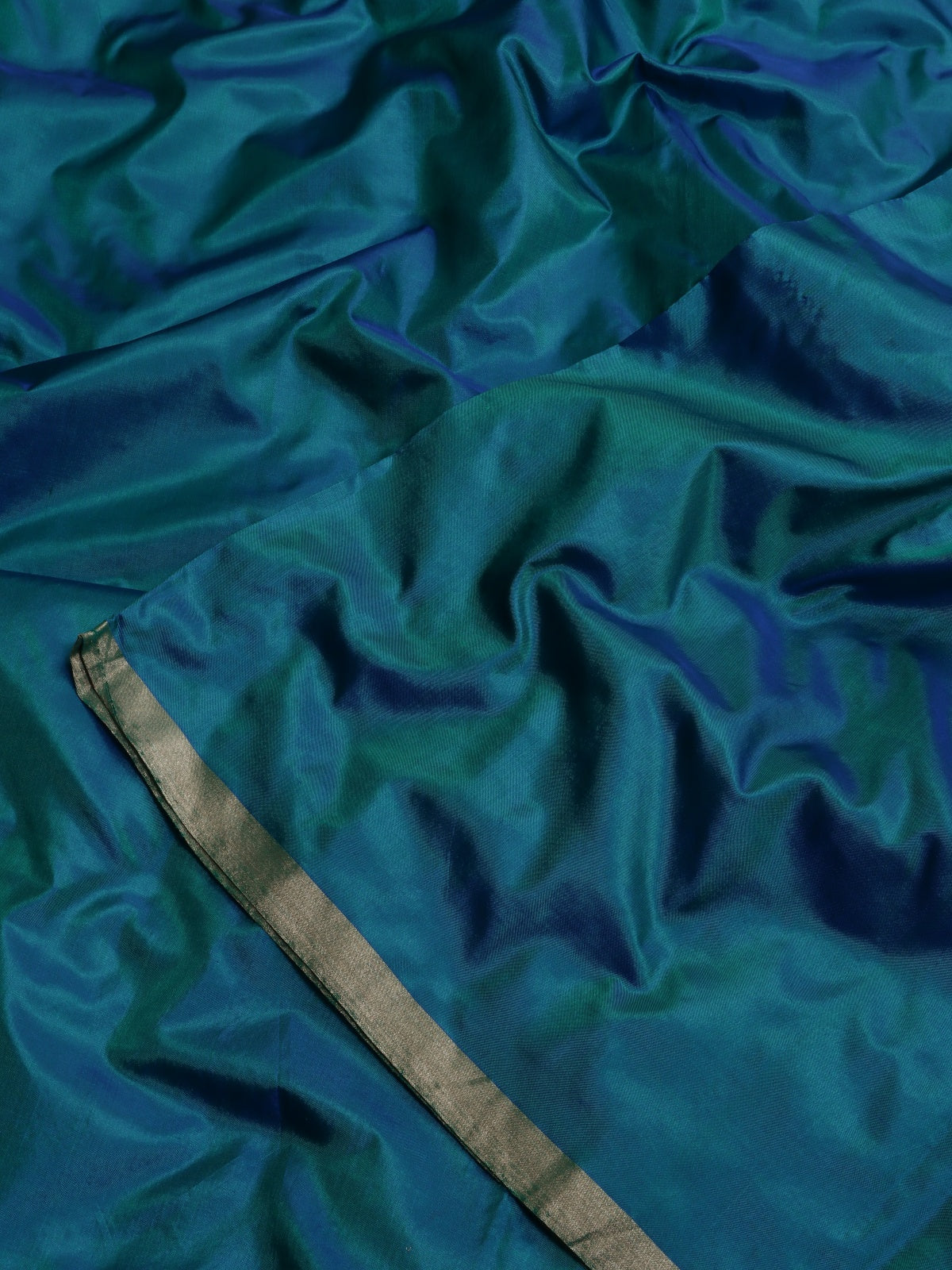 Peacock Blue Pure Kathan Banarasi Silk Dress Material (Swara)