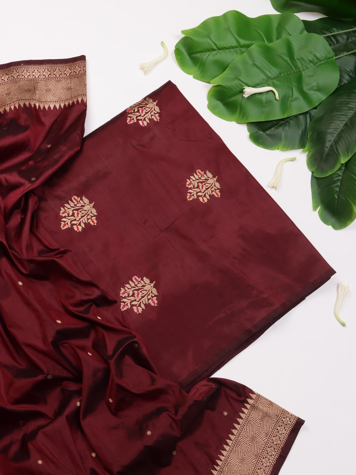 Brown Pure Kathan Banarasi Silk Dress Material (Swara)