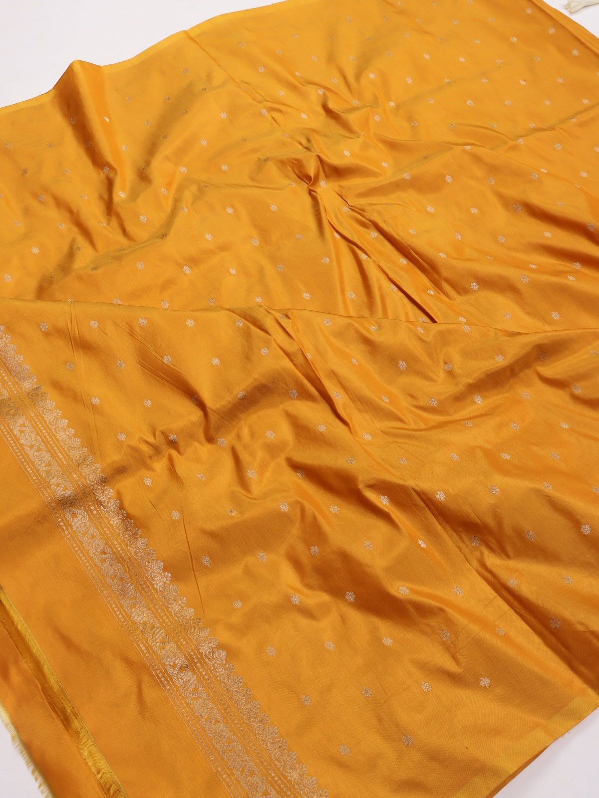 Mustard Pure Kathan Banarasi Silk Dress Material (Swara)