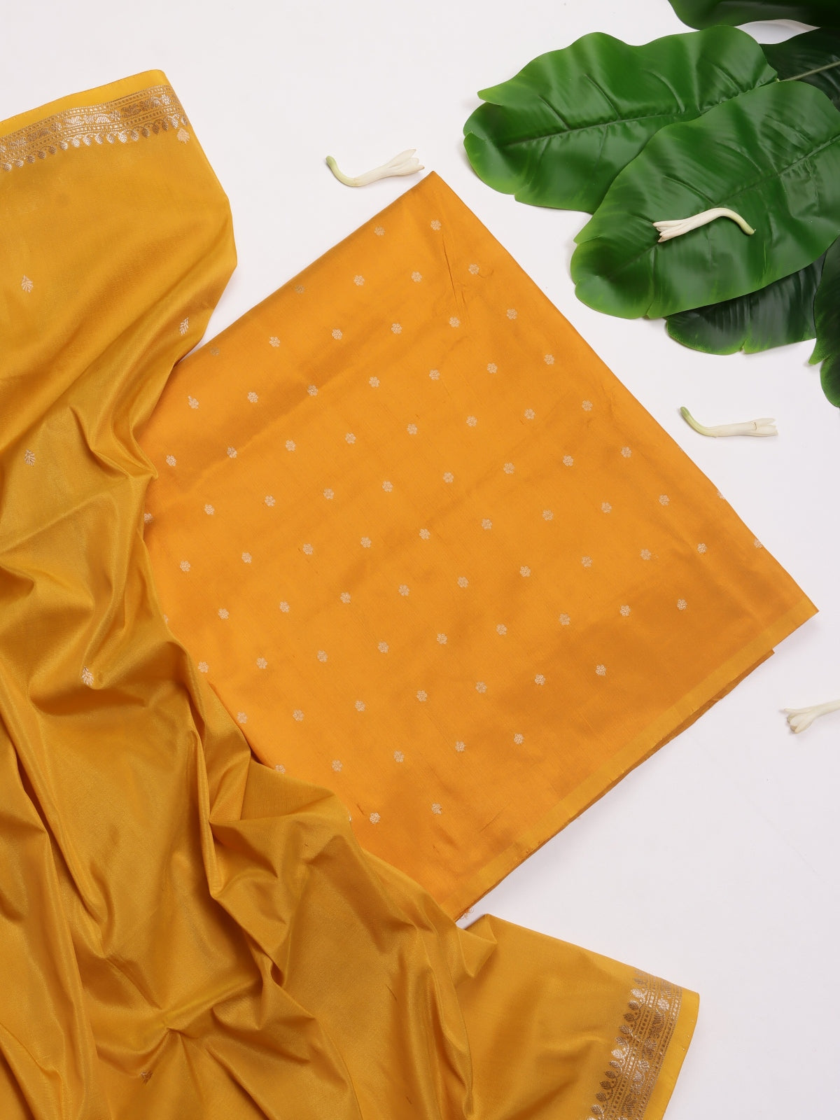 Mustard Pure Kathan Banarasi Silk Dress Material (Swara)