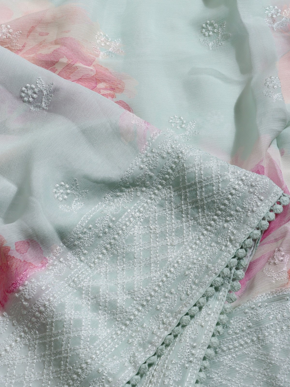 Pastel Blue Pure Georgette Saree (Swara)