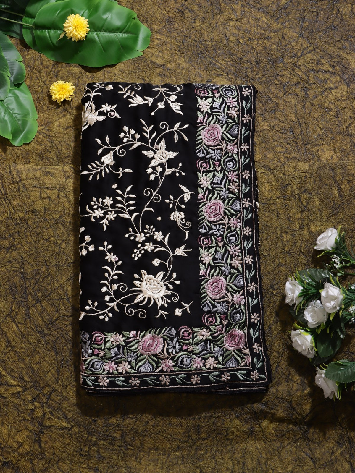Black Parsi Work Georgette Saree (Swara)