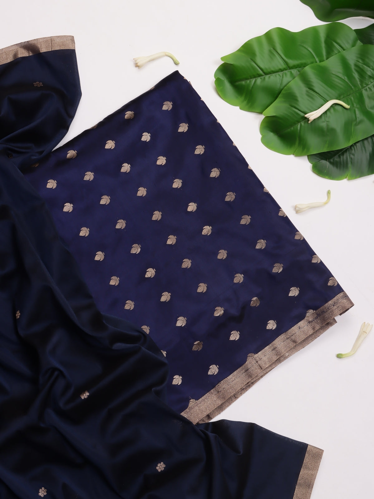 Royal Blue Pure Kathan Banarasi Silk Dress Material (Swara)