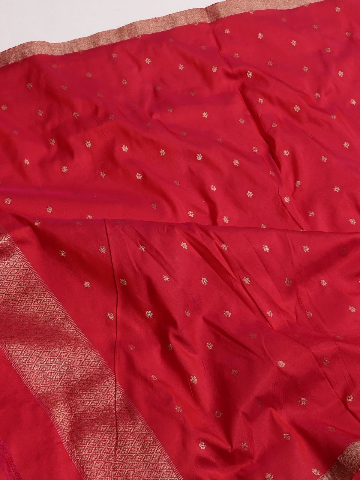 Red Pure Kathan Banarasi Silk Dress Material (Swara)