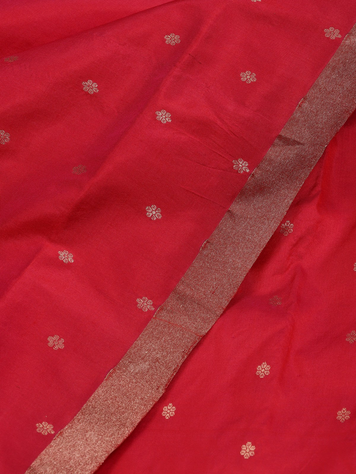 Red Pure Kathan Banarasi Silk Dress Material (Swara)