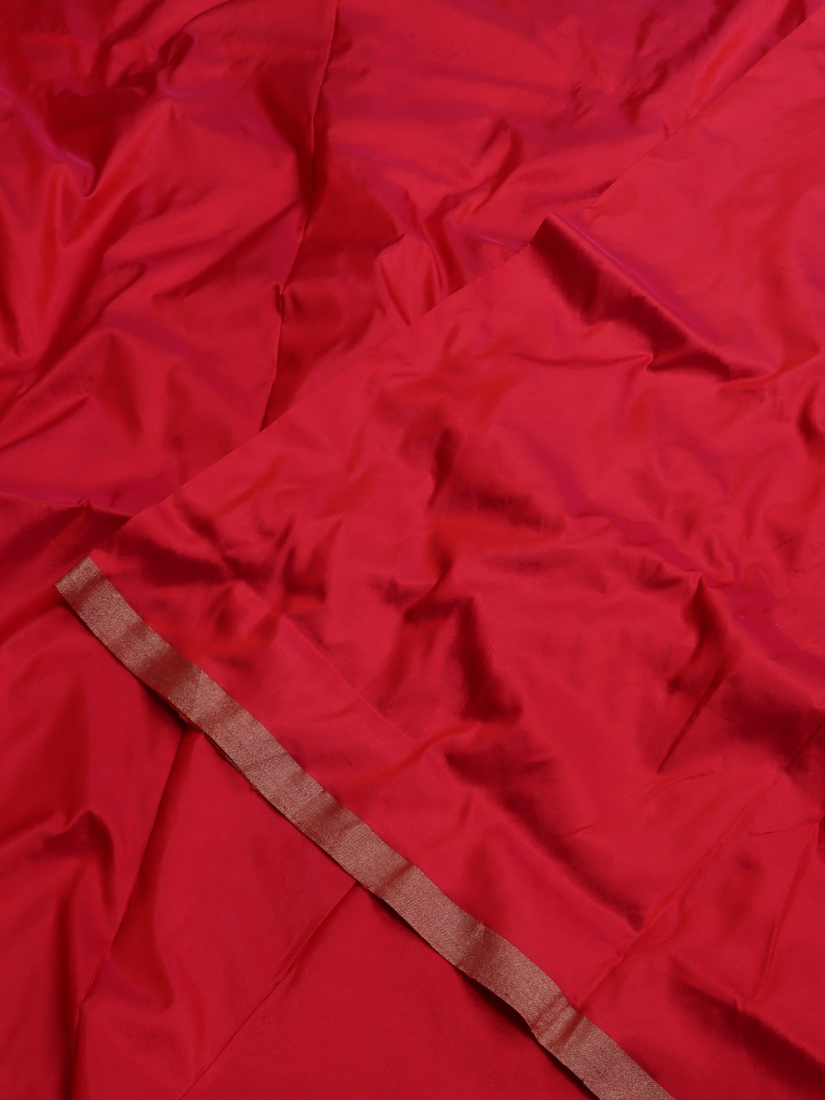 Red Pure Kathan Banarasi Silk Dress Material (Swara)