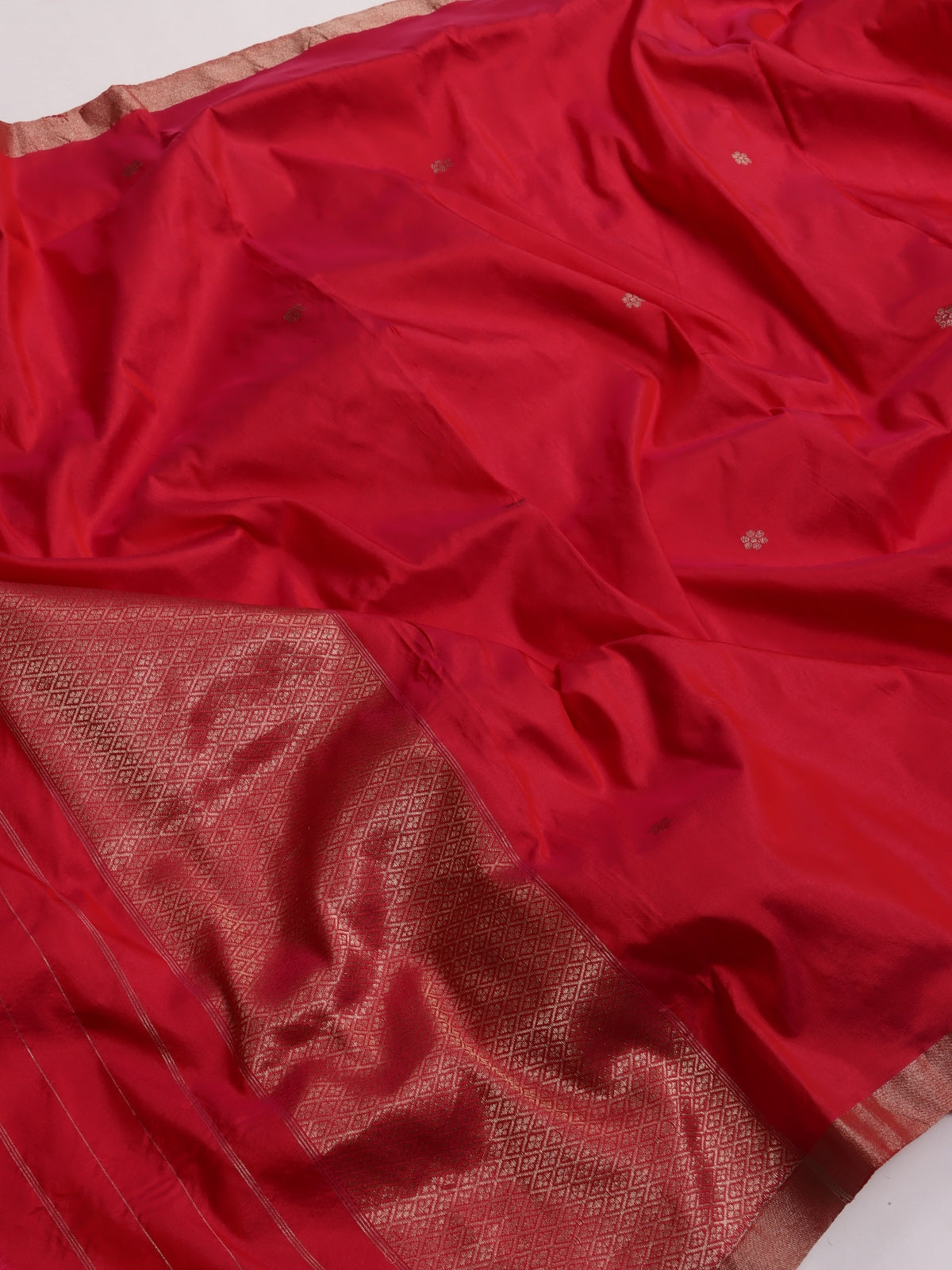 Red Pure Kathan Banarasi Silk Dress Material (Swara)