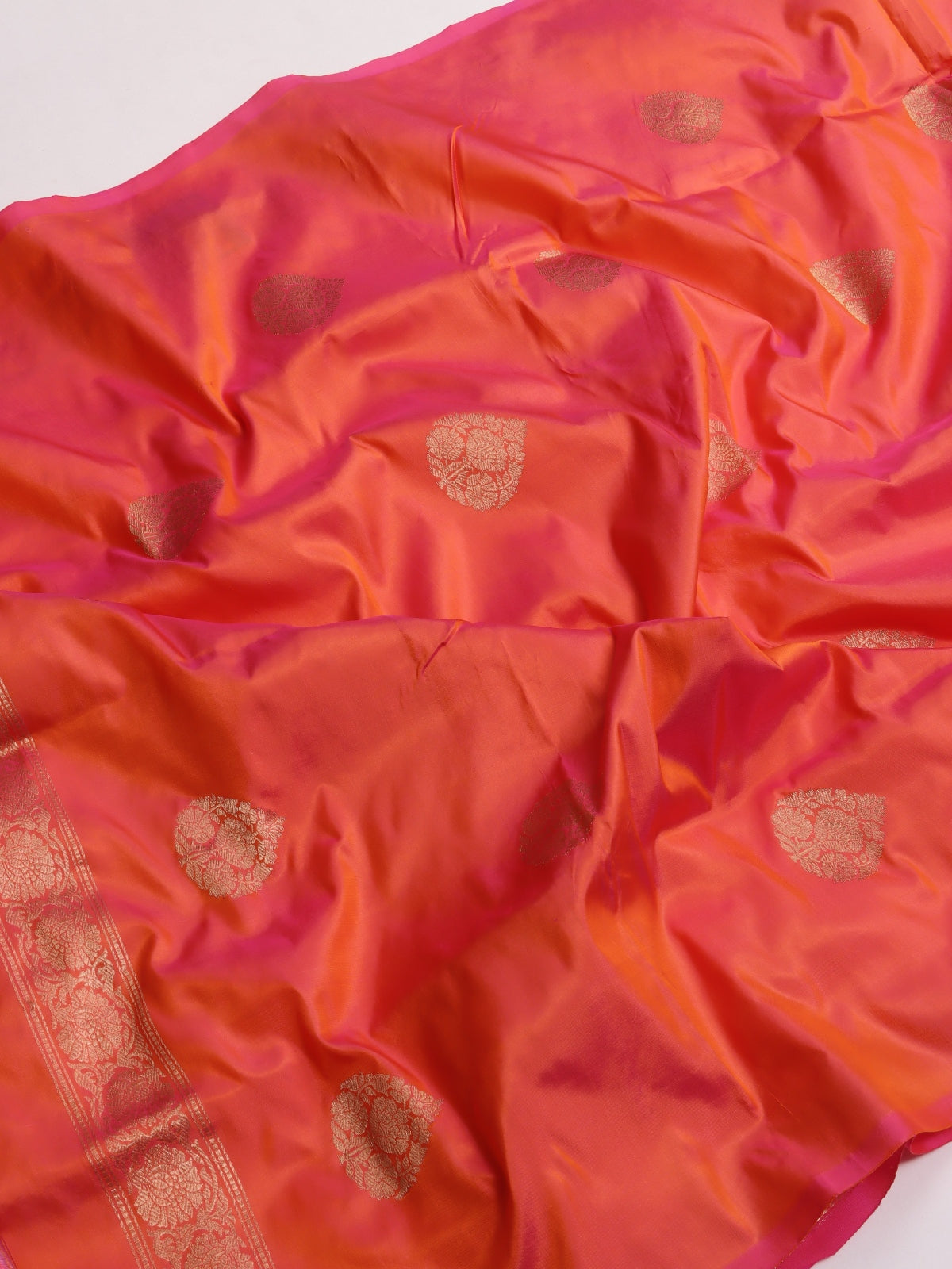 Orange Pure Kathan Banarasi Silk Dress Material (Swara)