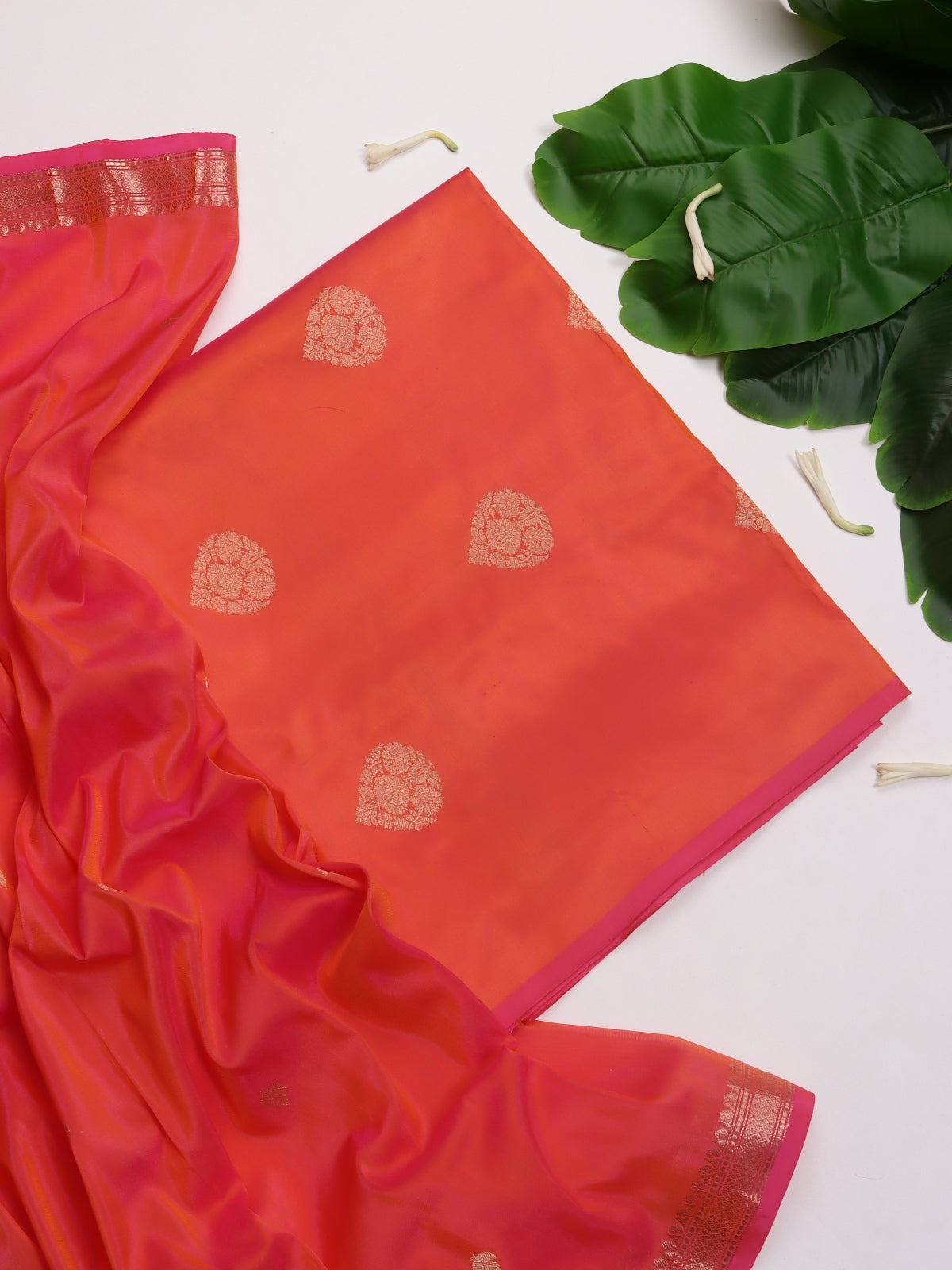 Orange Pure Kathan Banarasi Silk Dress Material (Swara)