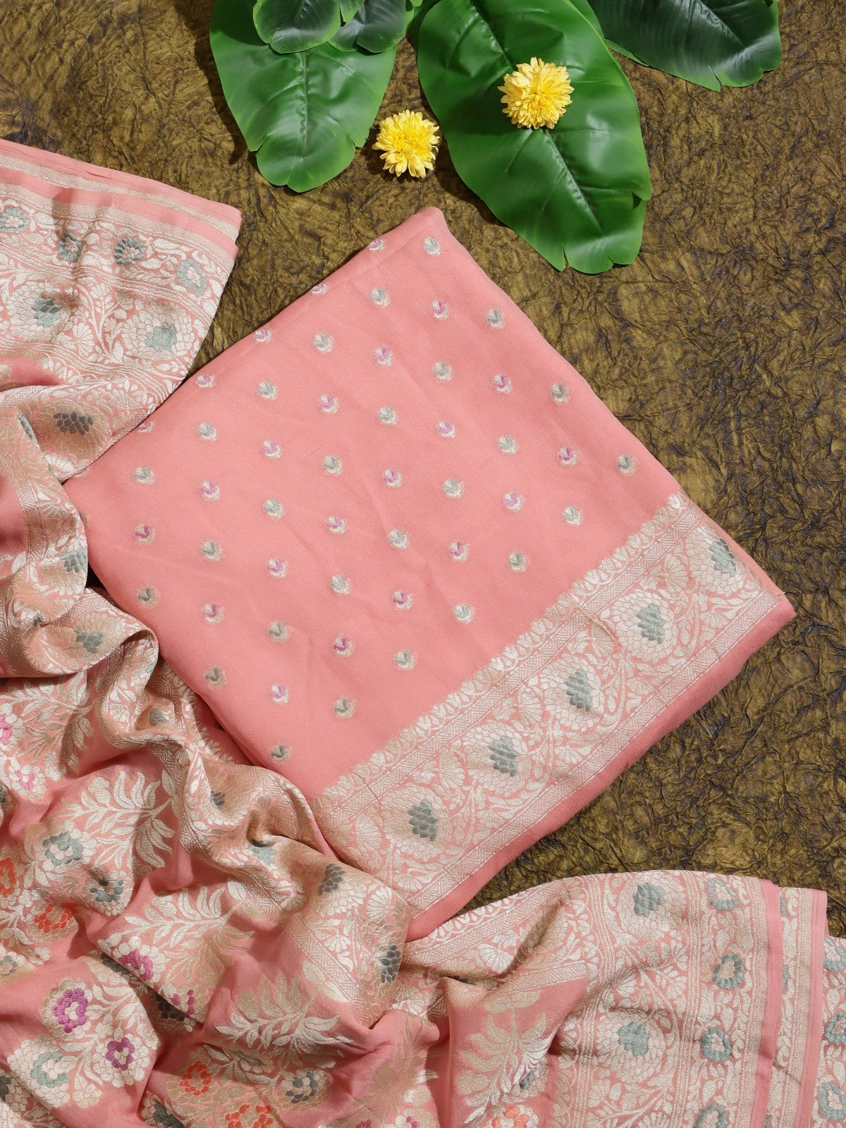 Peach Pure Georgette Dress Material (Swara)