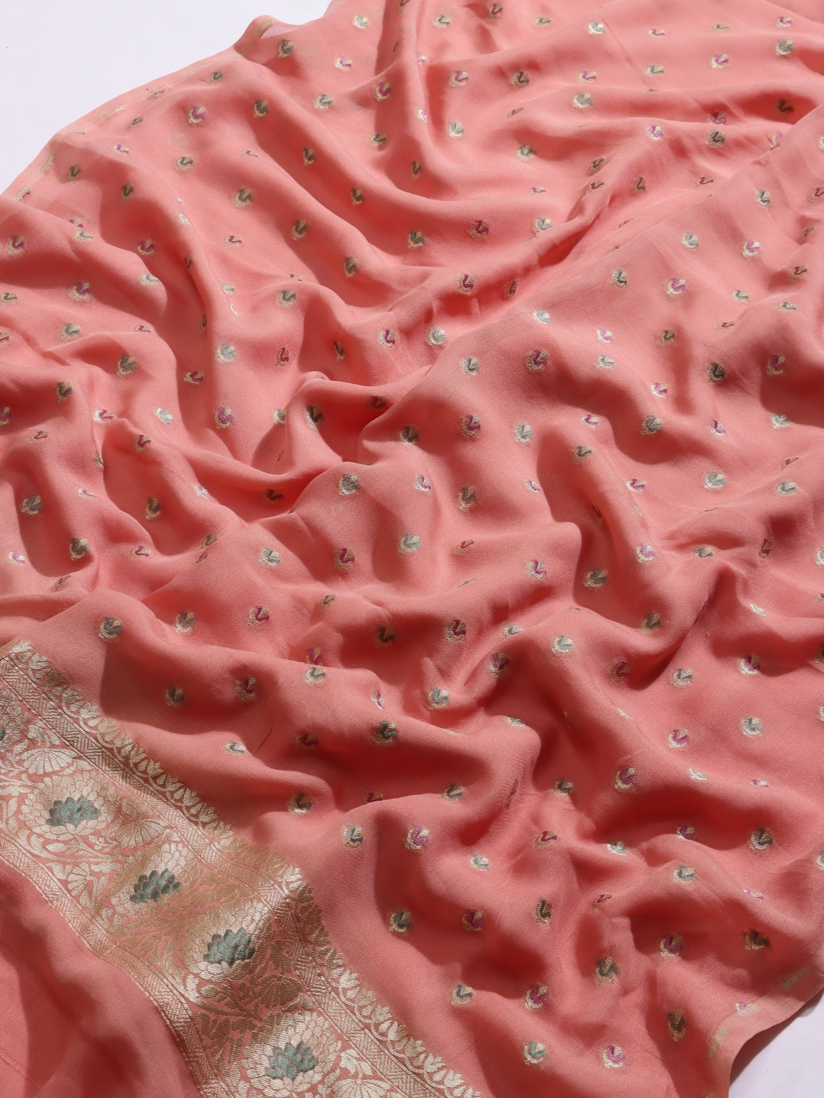 Peach Pure Georgette Dress Material (Swara)