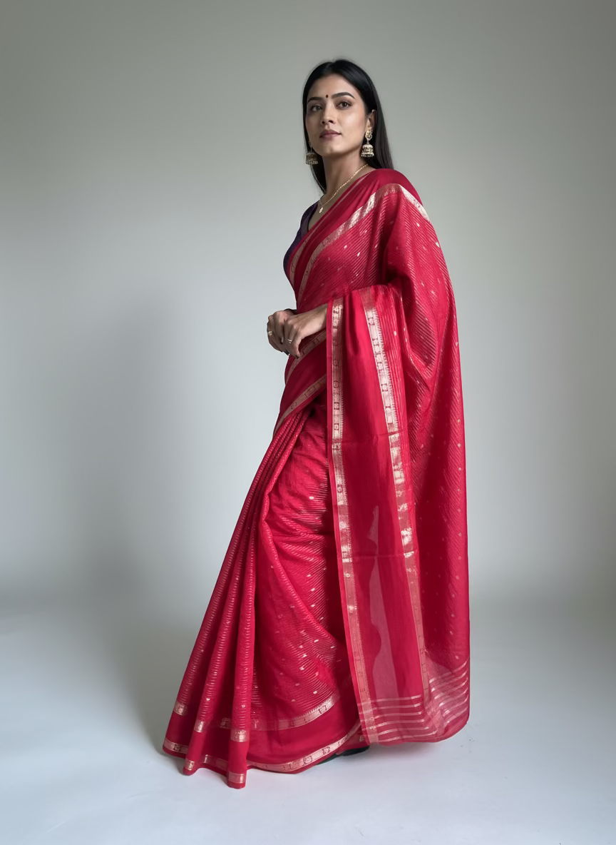 Chandana red n purple stripes elegant wear saree