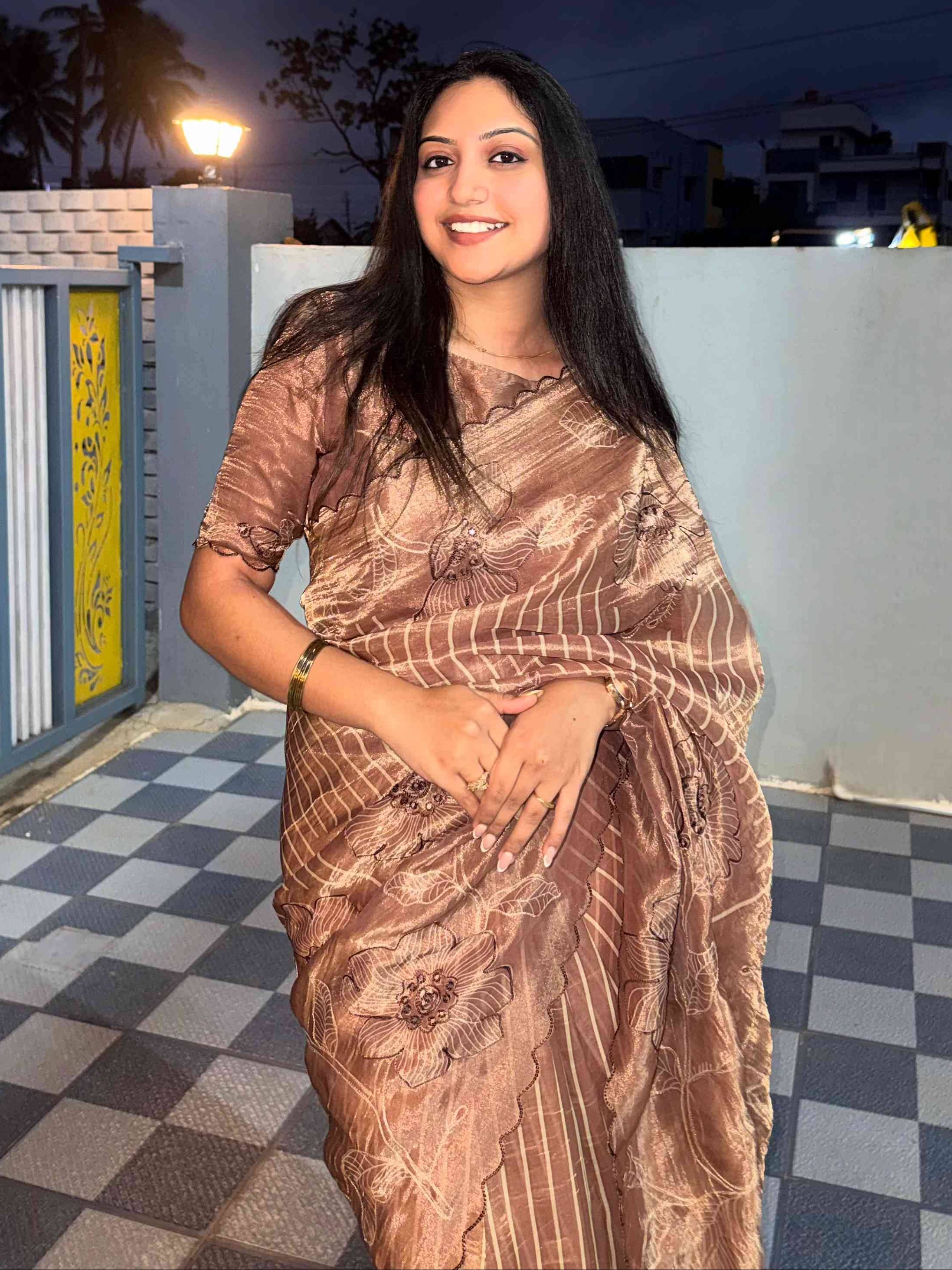 Copper Gold Tissue Saree 108