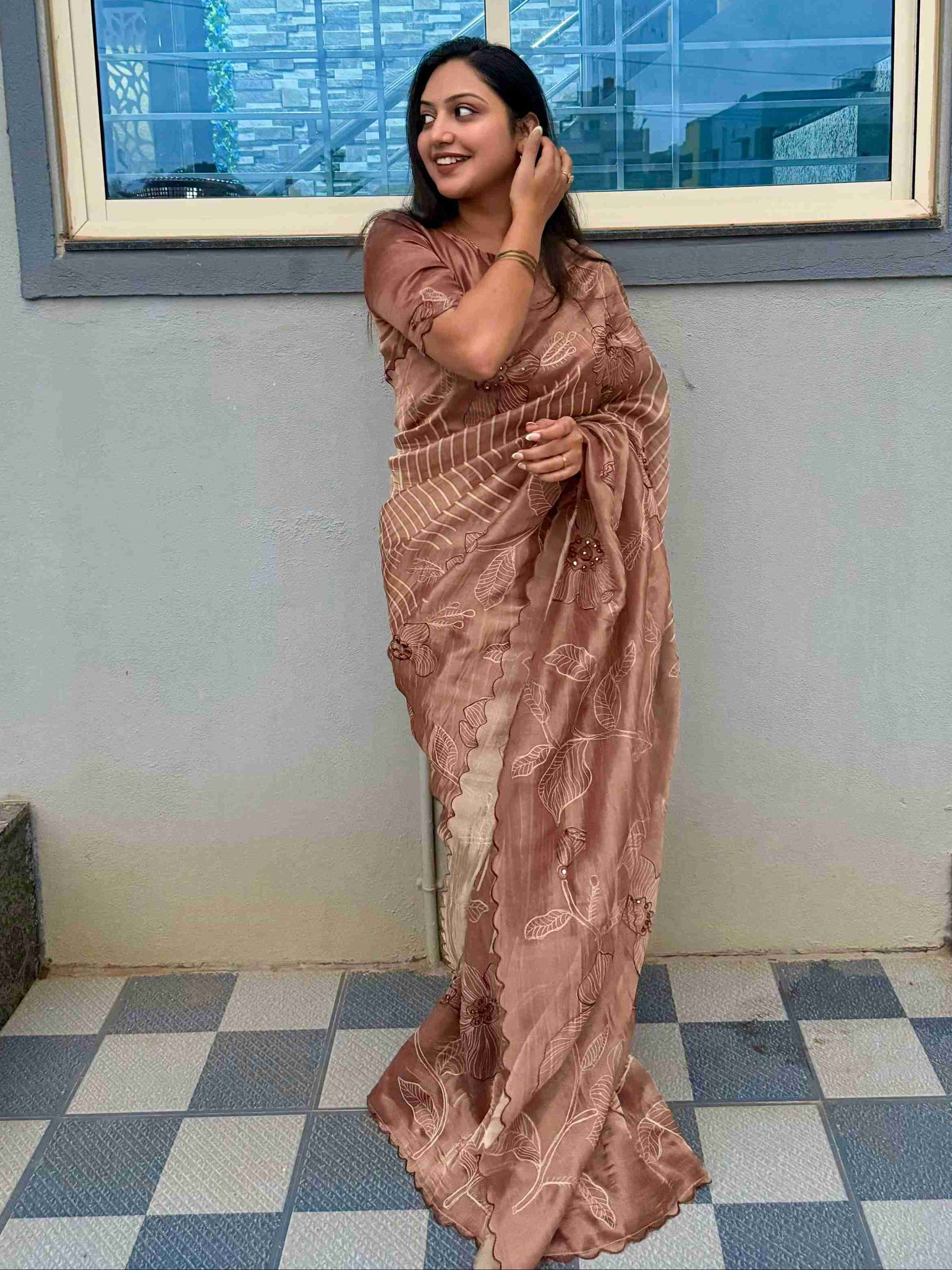 Copper Gold Tissue Saree 108