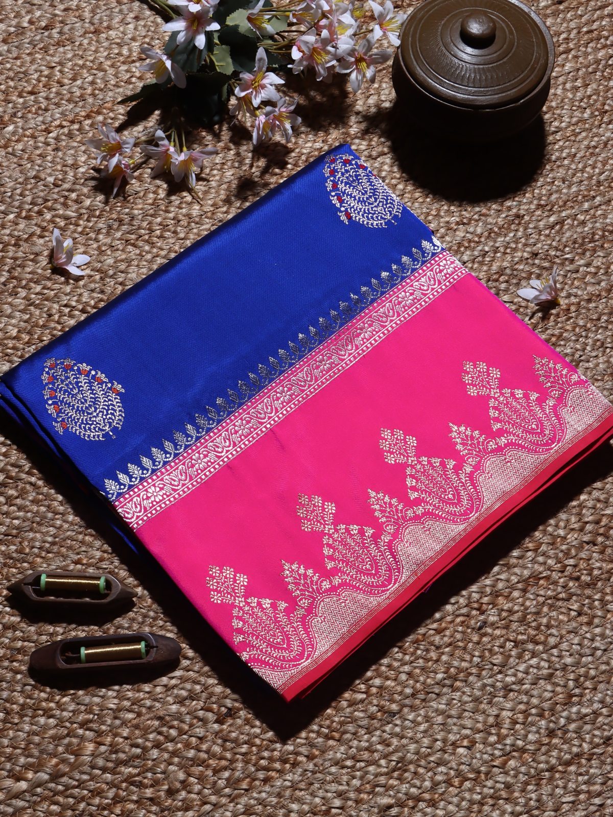 Royal Blue Pure Kathan Silk Saree (Swara)