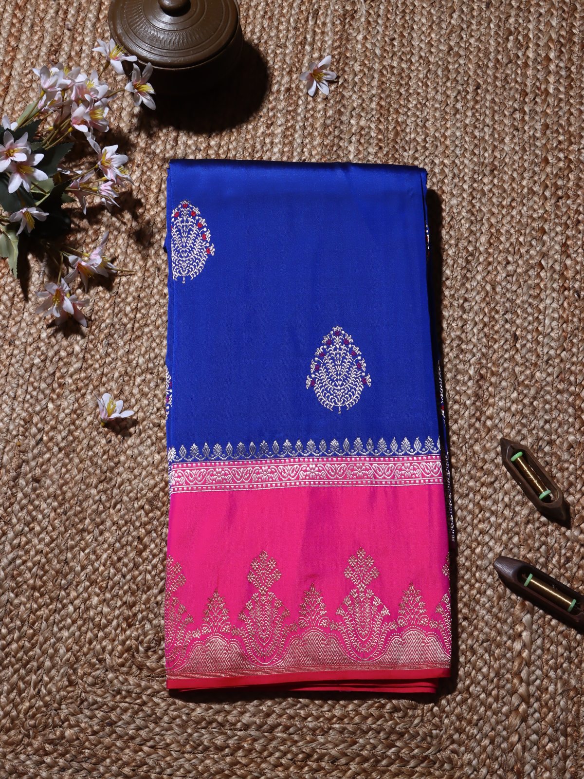 Royal Blue Pure Kathan Silk Saree (Swara)