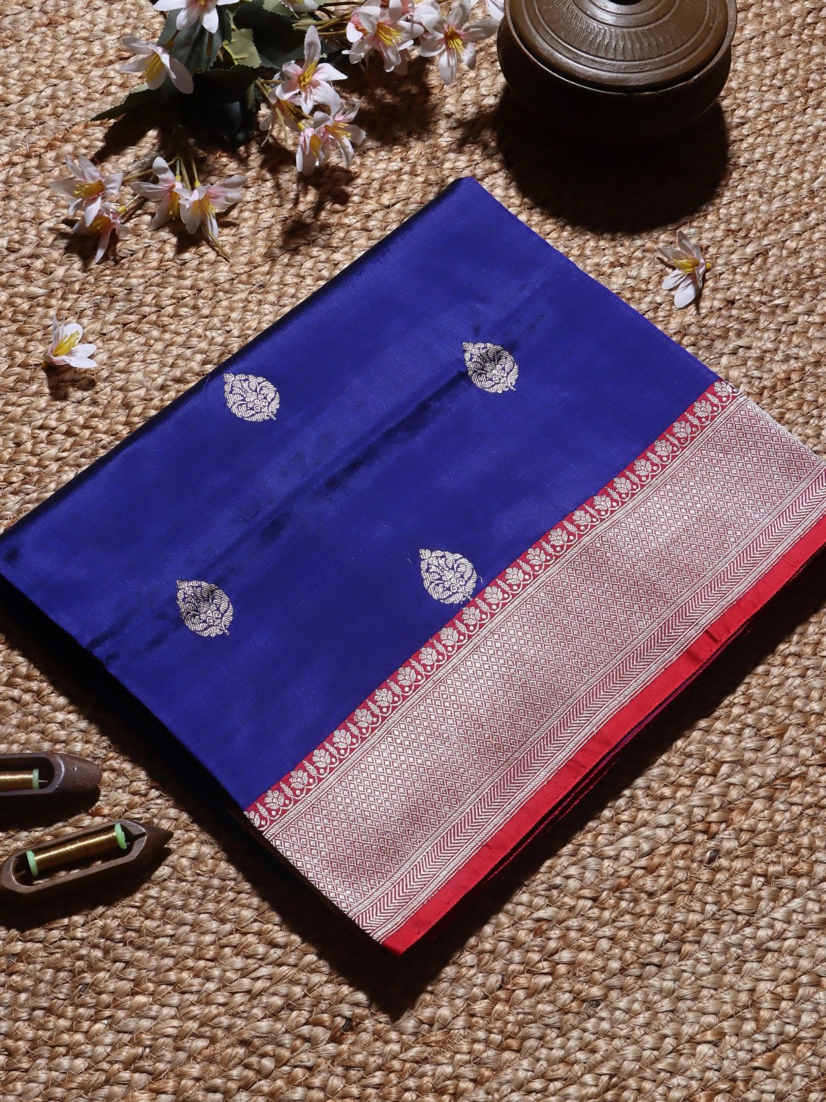 Navy Blue Pure Kathan Silk Saree (Swara)