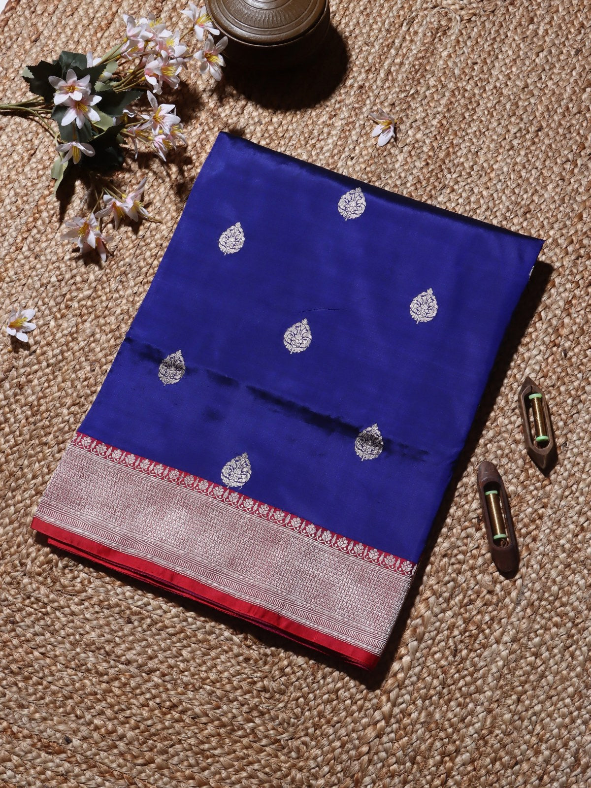 Navy Blue Pure Kathan Silk Saree (Swara)
