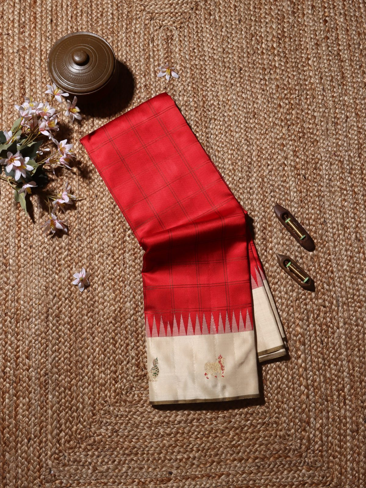 Red Pure Kanchi Silk Saree 3G (Swara)