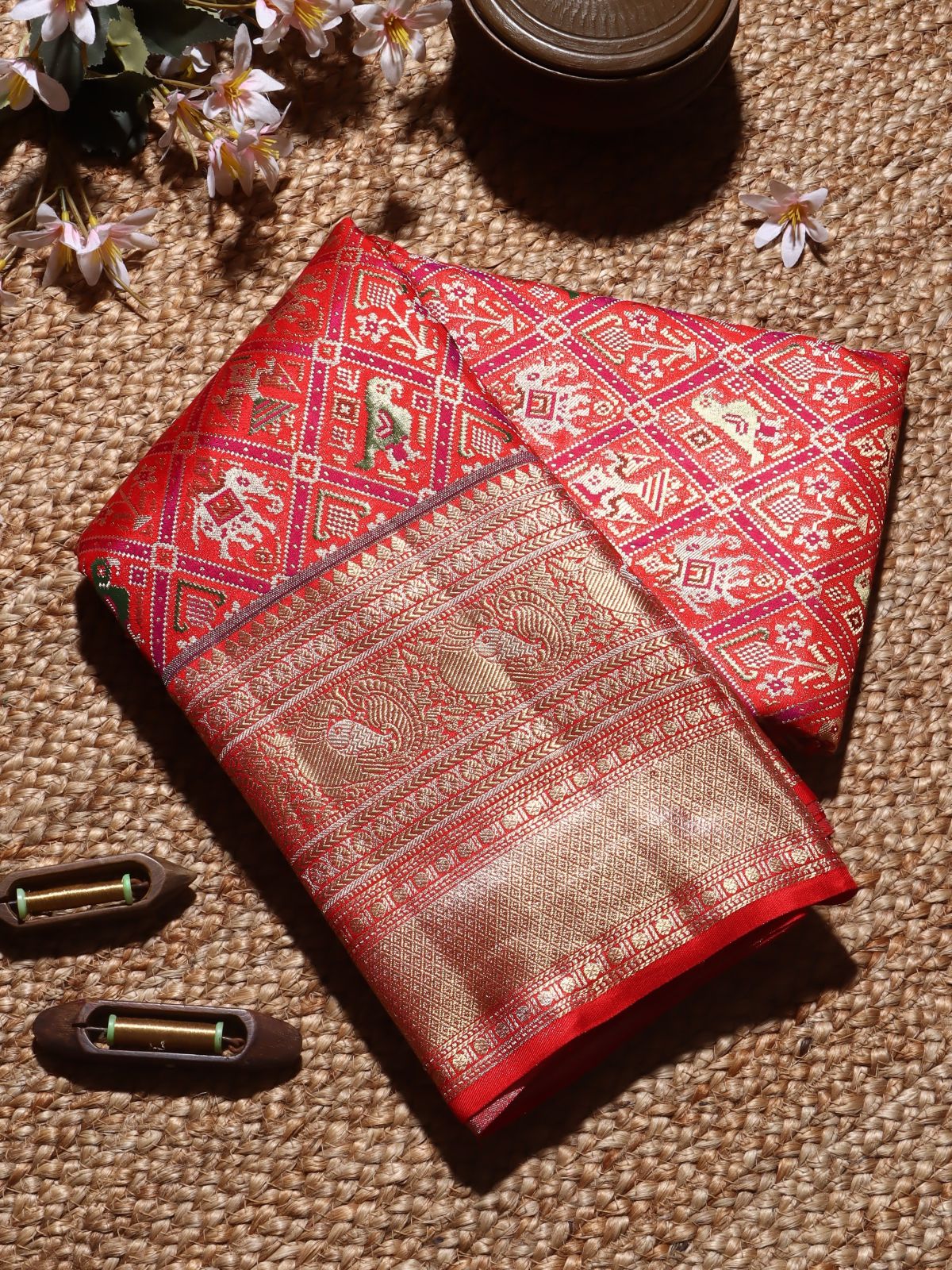 Red Pure Kanchi Silk Saree 2G (Swara)