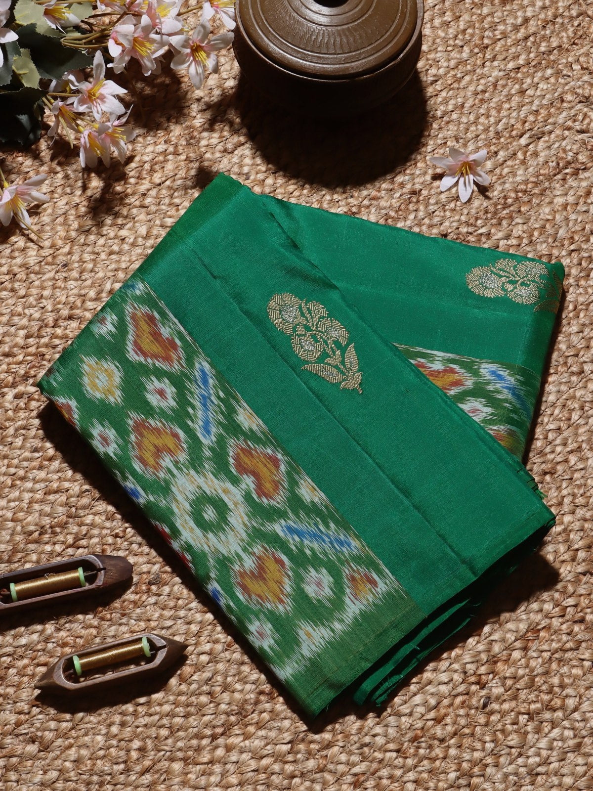 Green Patola Kanchi Silk Saree (Swara)