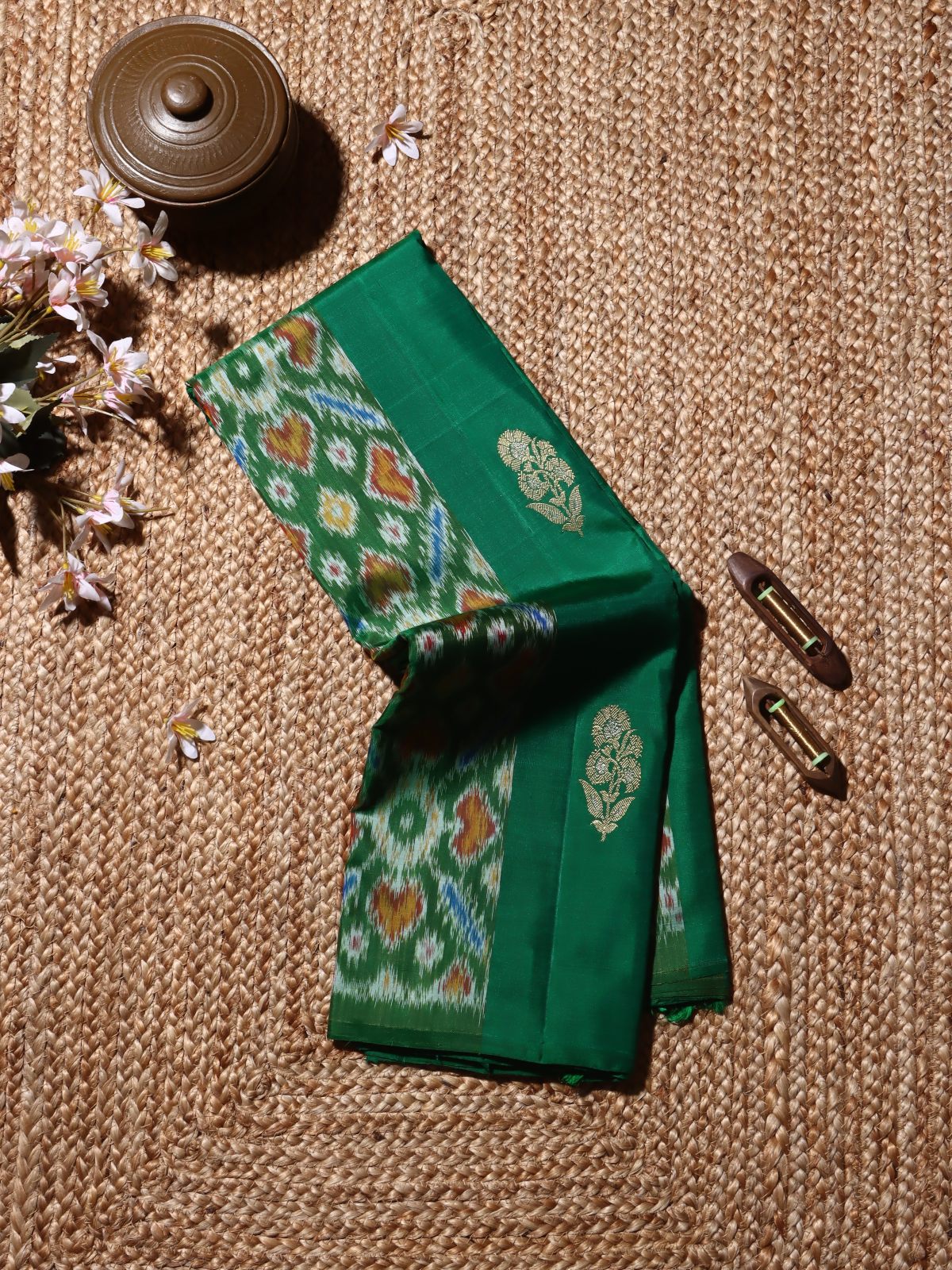 Green Patola Kanchi Silk Saree (Swara)