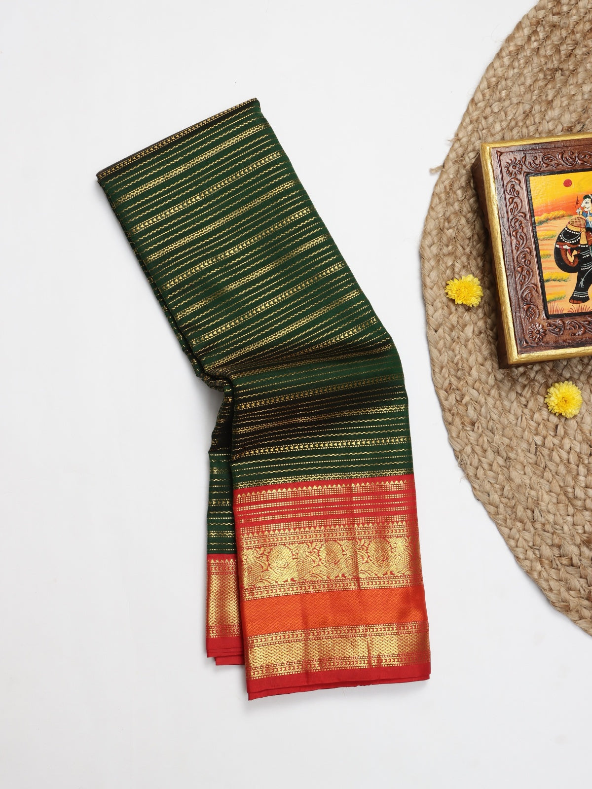 Bottle Green Pure Kanchi Silk Saree (Swara)