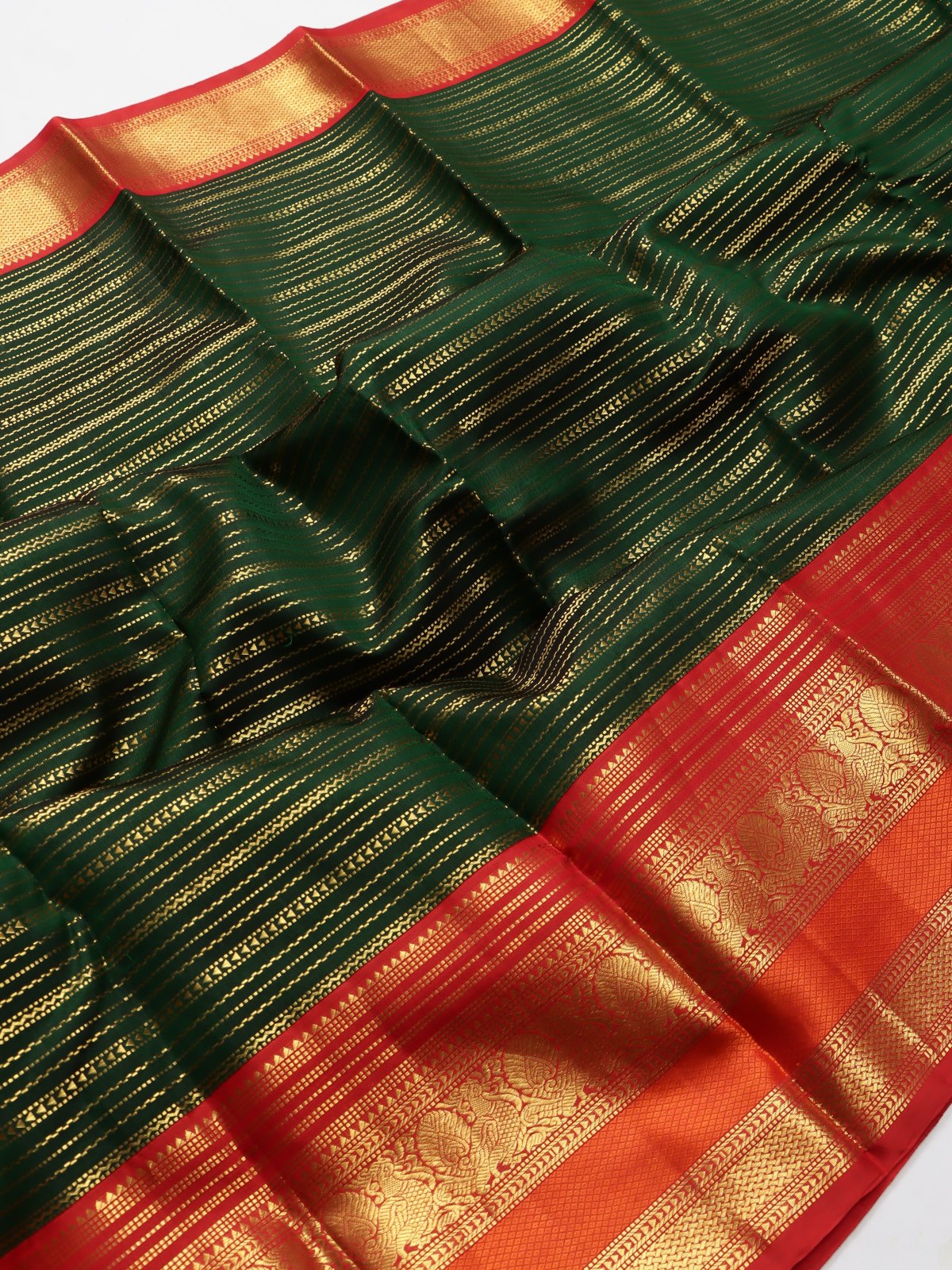 Bottle Green Pure Kanchi Silk Saree (Swara)