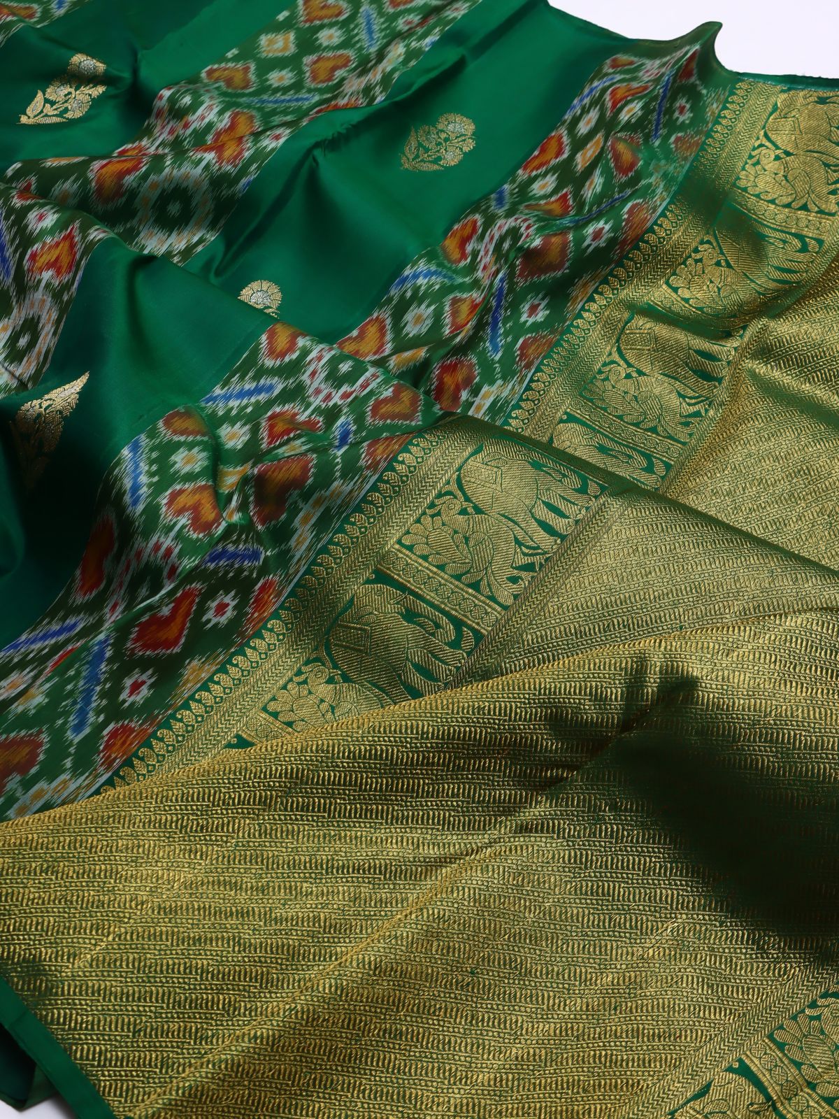 Green Patola Kanchi Silk Saree (Swara)