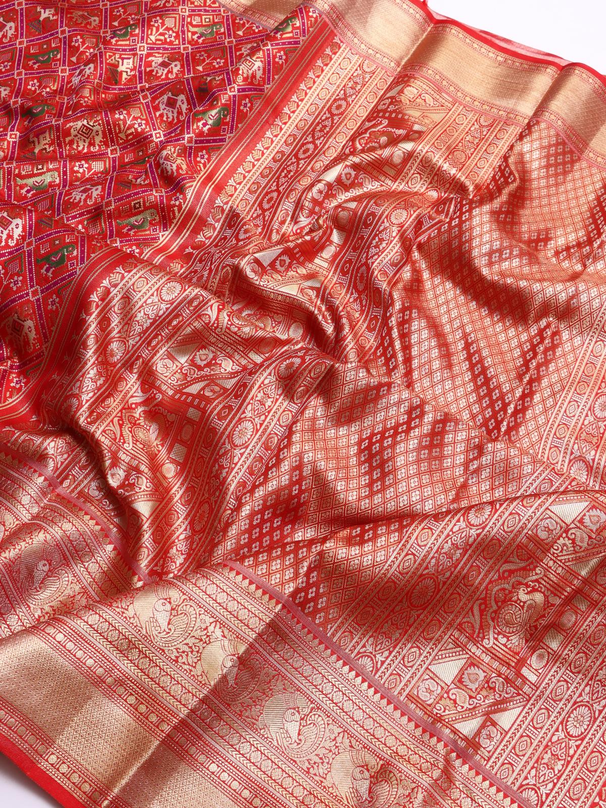 Red Pure Kanchi Silk Saree 2G (Swara)
