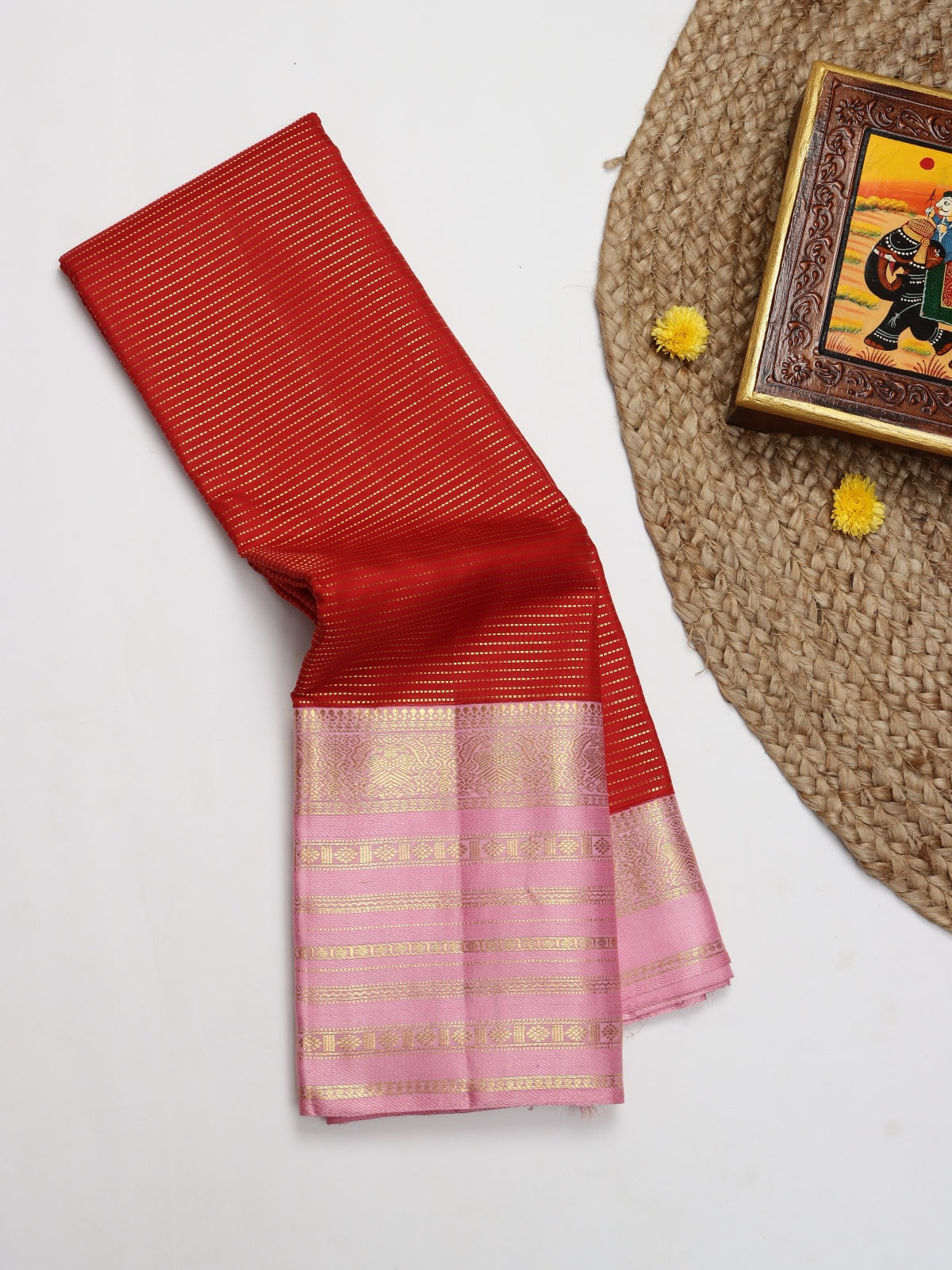 Red Pure Kanchi Silk Saree (Swara)